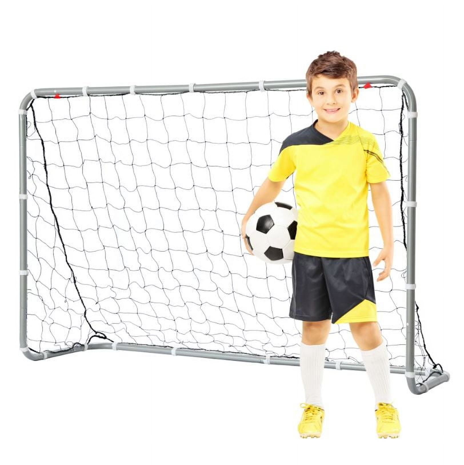 Net Playz Backyard Soccer Goal Heavy-Duty Steel Frame (Silver, 6 ft x 4 ft) yaf6a