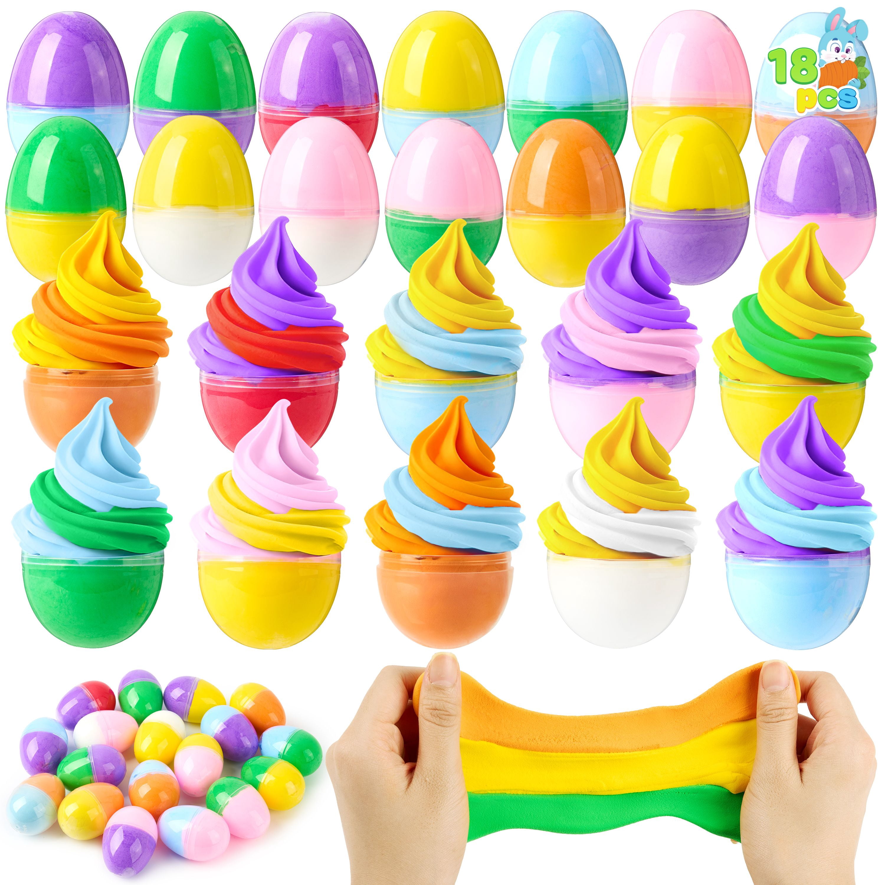 Joyfy Easter Slime Eggs Kit, Sensory Stress Relief Toys for Kids, Party Favors and Basket Stuffers (18 Pack) vqtt0