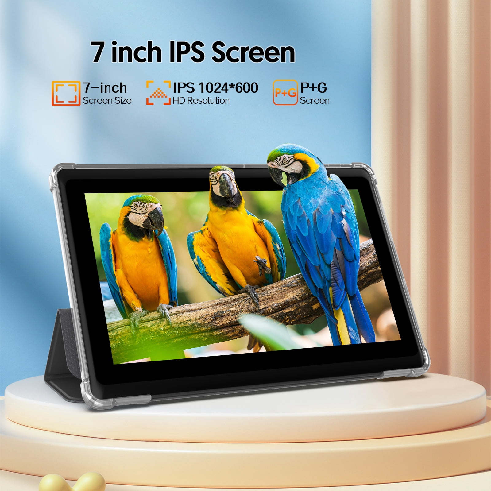 Tedupee 7 in Android 13 Tablet Quad Core 4GB RAM 32GB ROM IPS Touch Screen with Protective Case (Black, 7 in) lnpt7