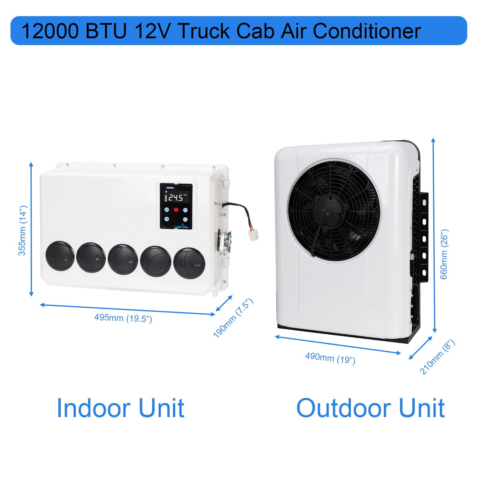 Onesaimei 12V Split Air Conditioner Kit for RV Truck and Cab (White, 12000 BTU) r7bxu
