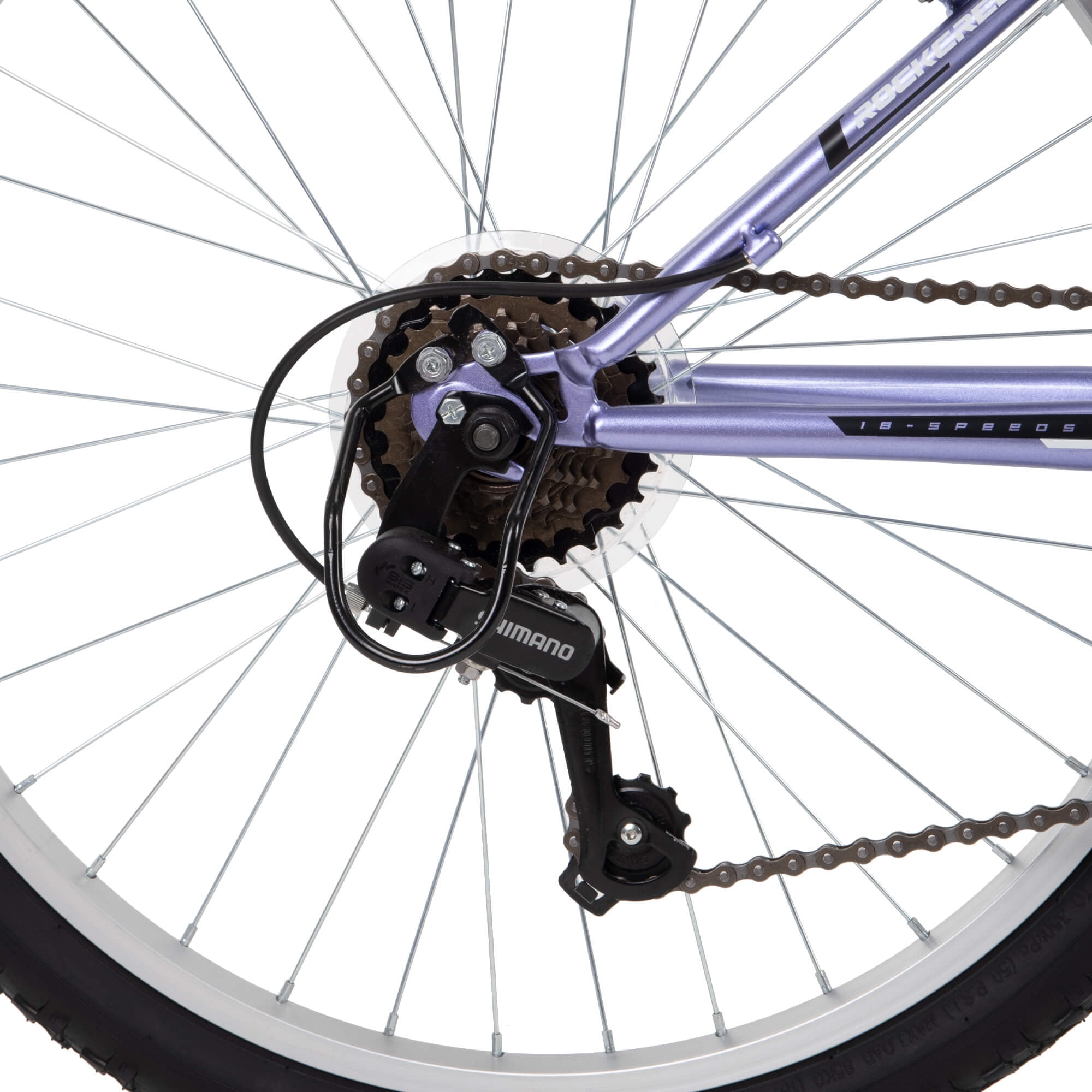 Huffy Rock Creek Mountain Bike, 18-Speed Trail Bicycle for Women (Purple, 24 in) h48eu