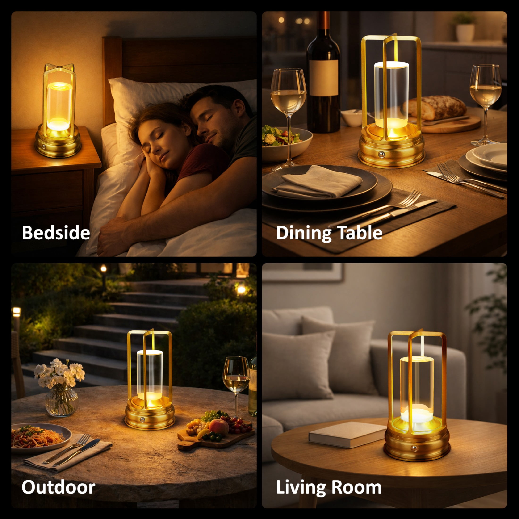 Cpeelsdo Cordless LED Table Lamp, Rechargeable Portable Metal Desk Light with Touch Control and 3-Color Dimming (Gold) hvqjo