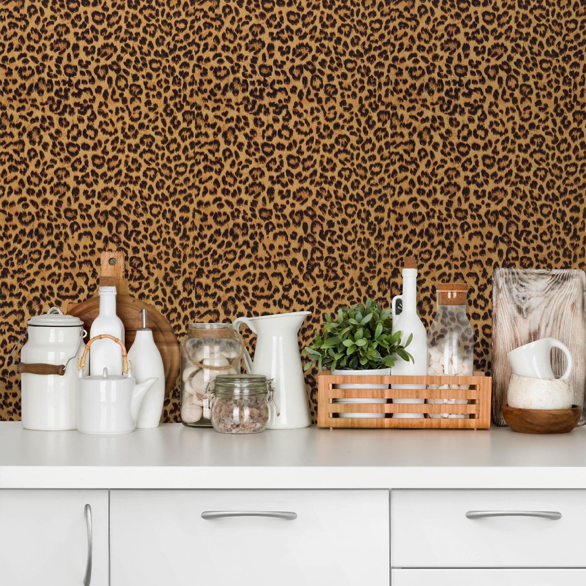 UMIGGEE Leopard Print Peel and Stick Wallpaper, Removable Self-Adhesive Contact Paper for Bedroom and Bathroom (Yellow, 15.7-in x 118-in) qkckd