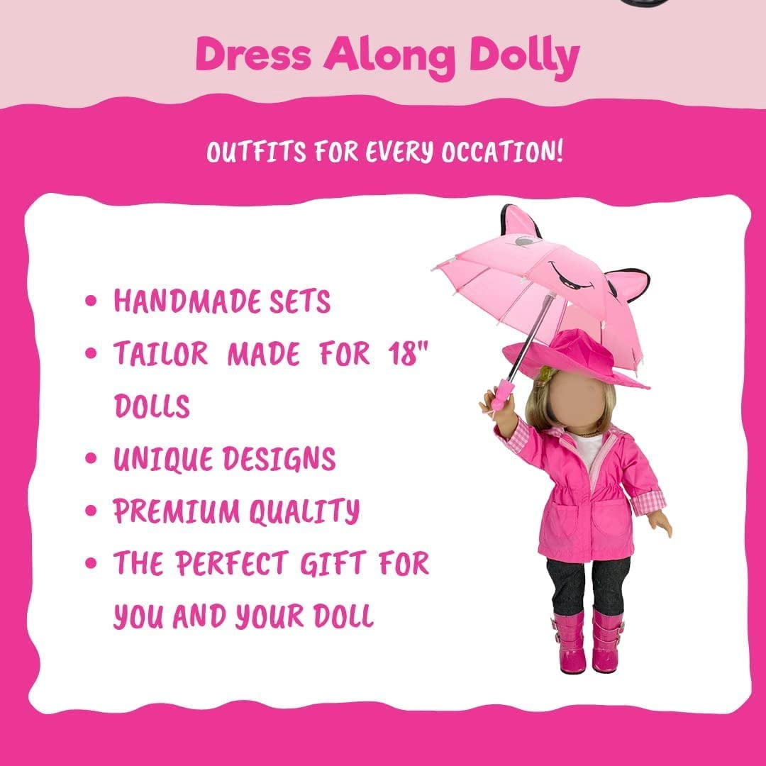 Dress Along Dolly Yoga Gymnastics Doll Outfit Set for 18 in Dolls (Black, 5 Piece Set) bp1tf