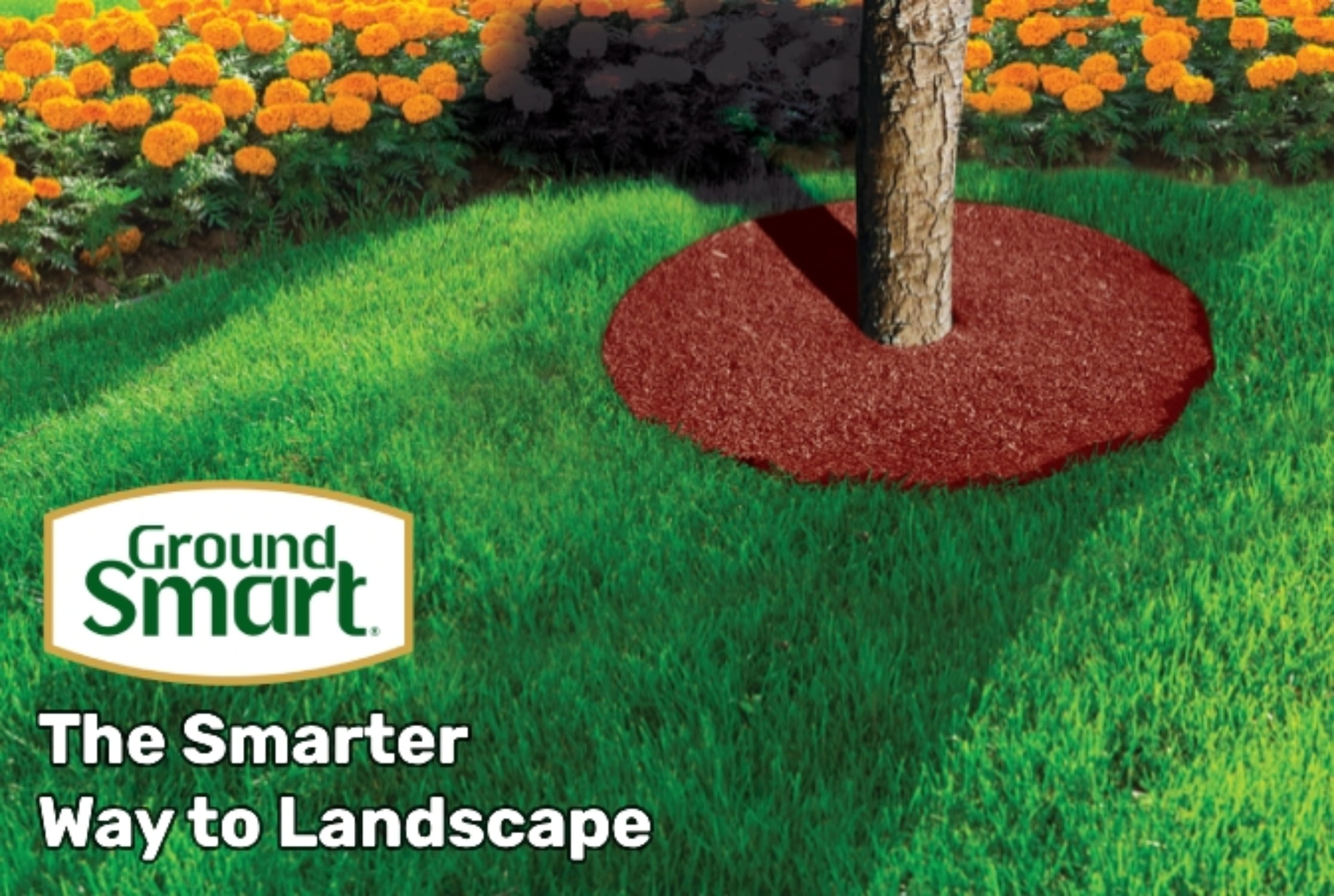 GroundSmart Rubber Mulch Tree Ring, Weed Prevention Landscape Edging (Red, 24 in, 3 Pack) gadsd