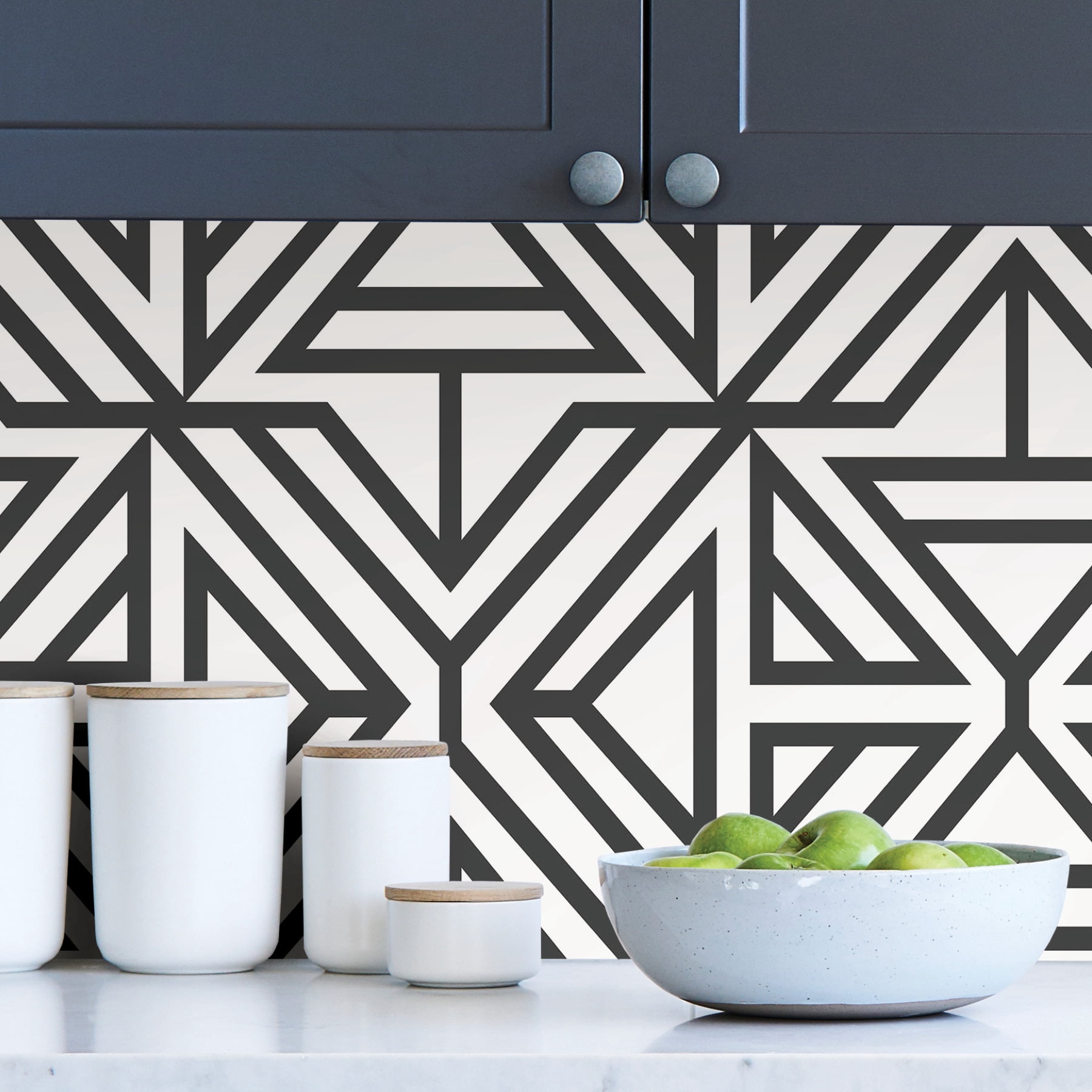 NuWallpaper Linear Geometric Peel and Stick Wallpaper (Black, 216-in x 20.5-in) l739e
