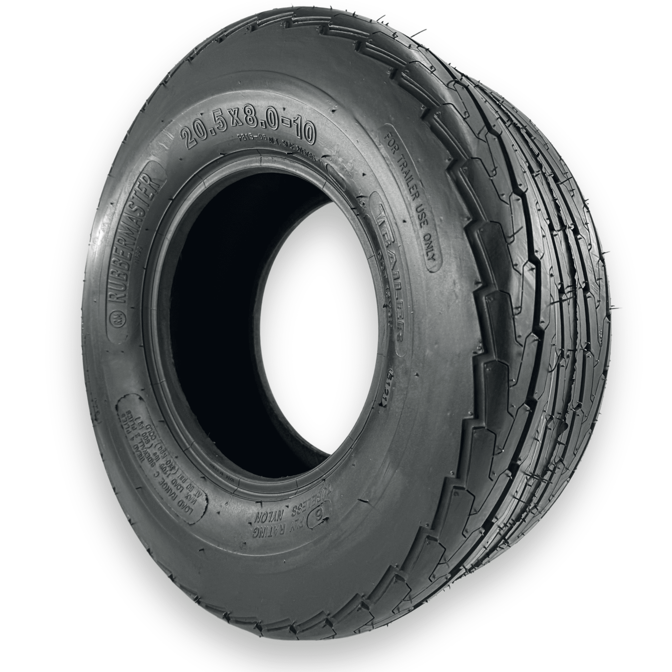 RubberMaster Highway Rib Trailer Tire (20.5x8.0-10, 10 Ply, Tubeless) pslnu