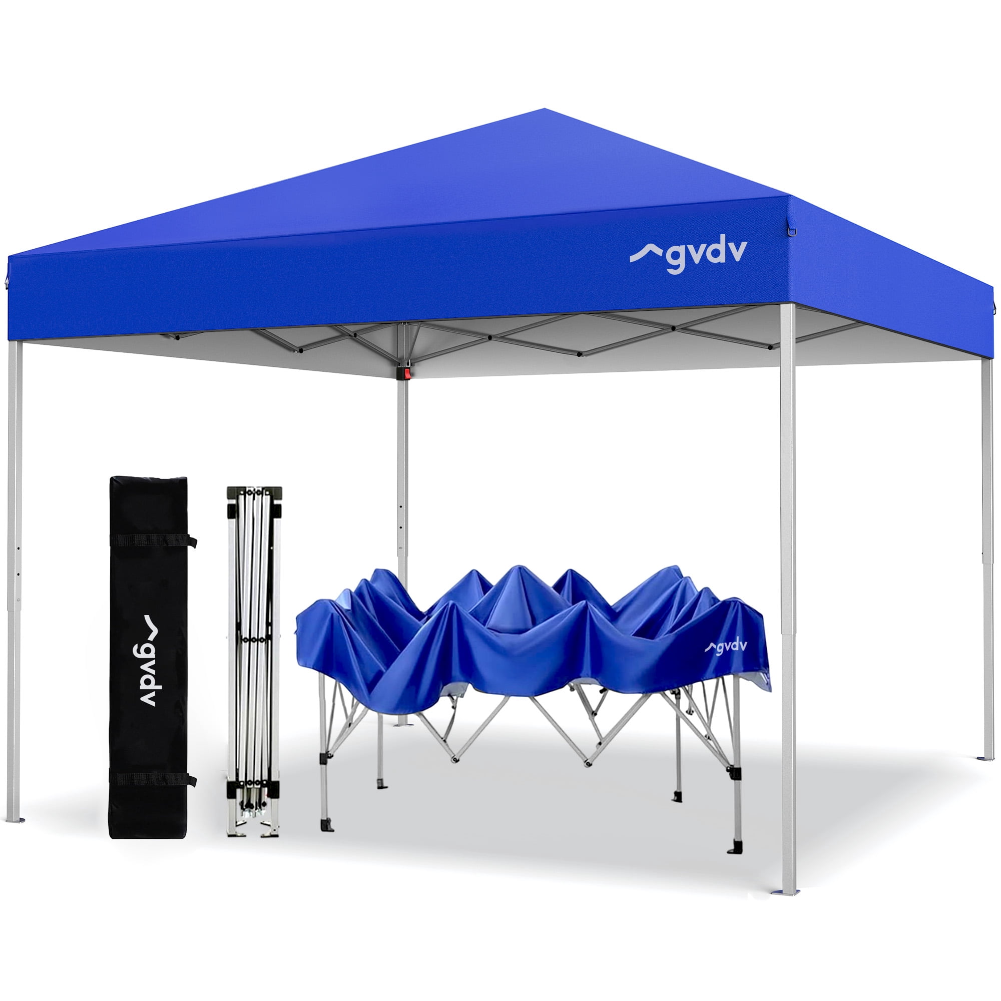 GVDV 10x10 ft Pop-up Canopy Tent, Heavy-Duty Outdoor Gazebo with Adjustable Height (Blue, 10x10 ft) k4s2a