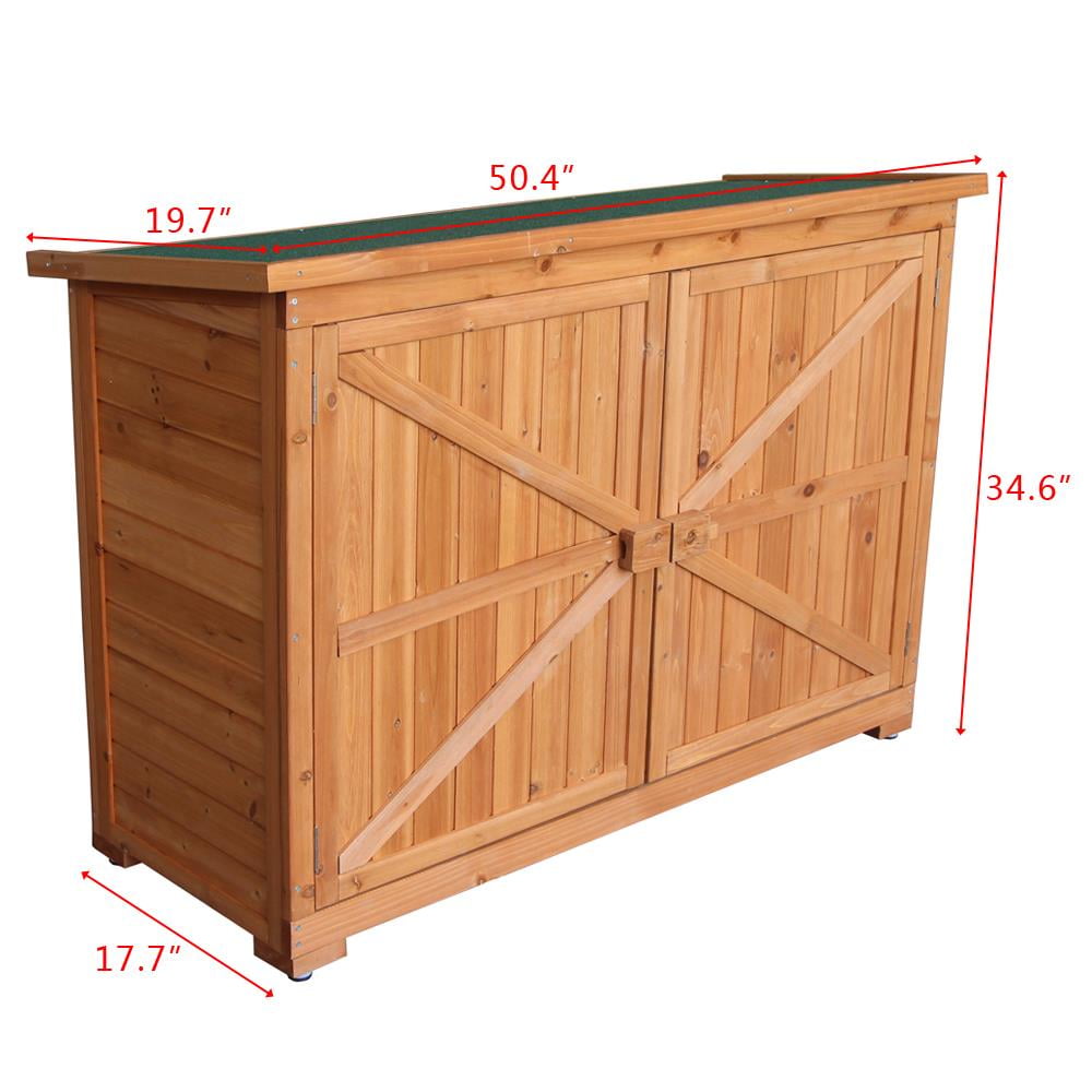 Ktaxon 38 in Wooden Outdoor Storage Cabinet with Double Doors and Asphalt Roof (Brown) e62j8