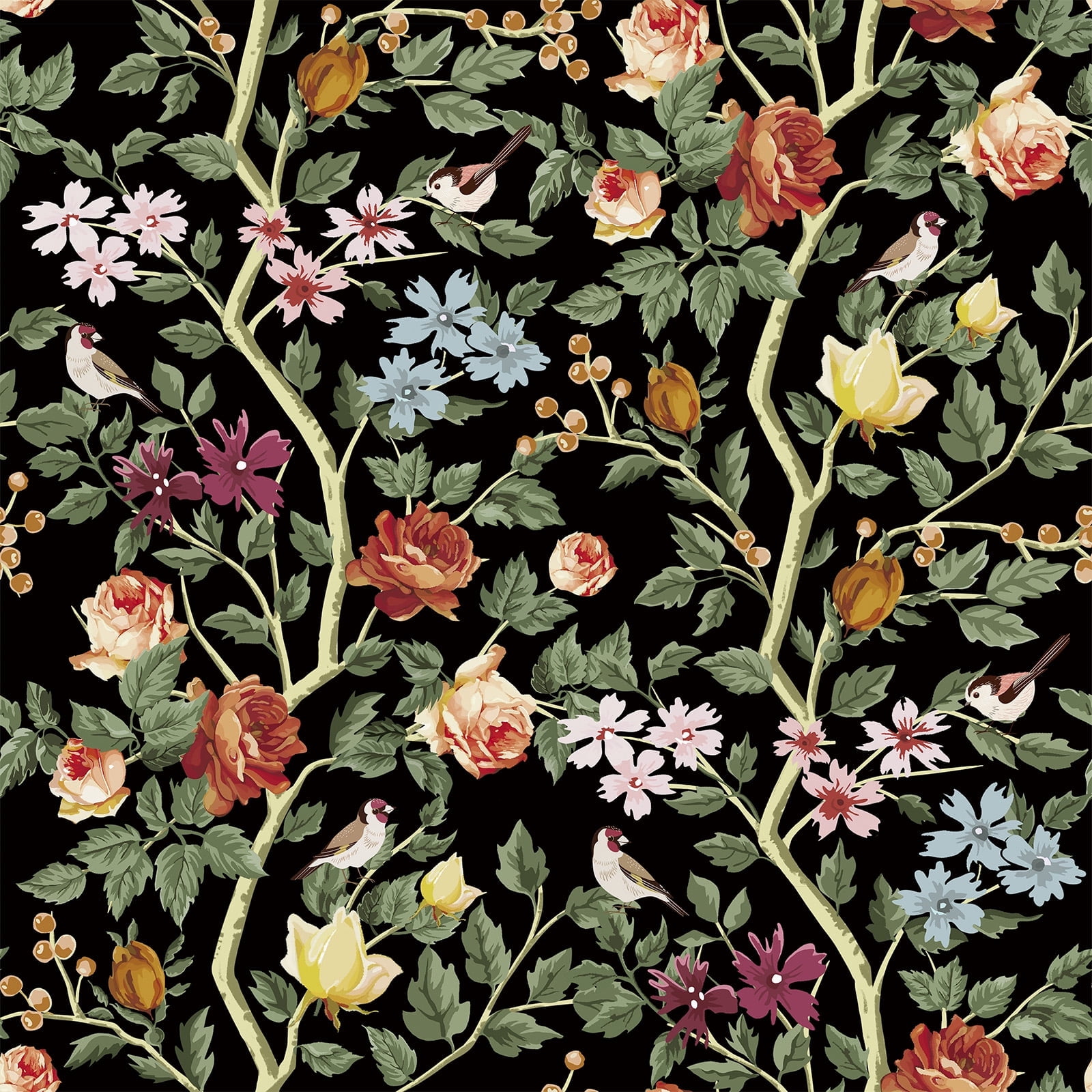 UMIGGEE Floral Peel and Stick Wallpaper, Self-Adhesive Removable Contact Paper for Home Decor (Black, 17.7 in x 118 in) 4ukbq