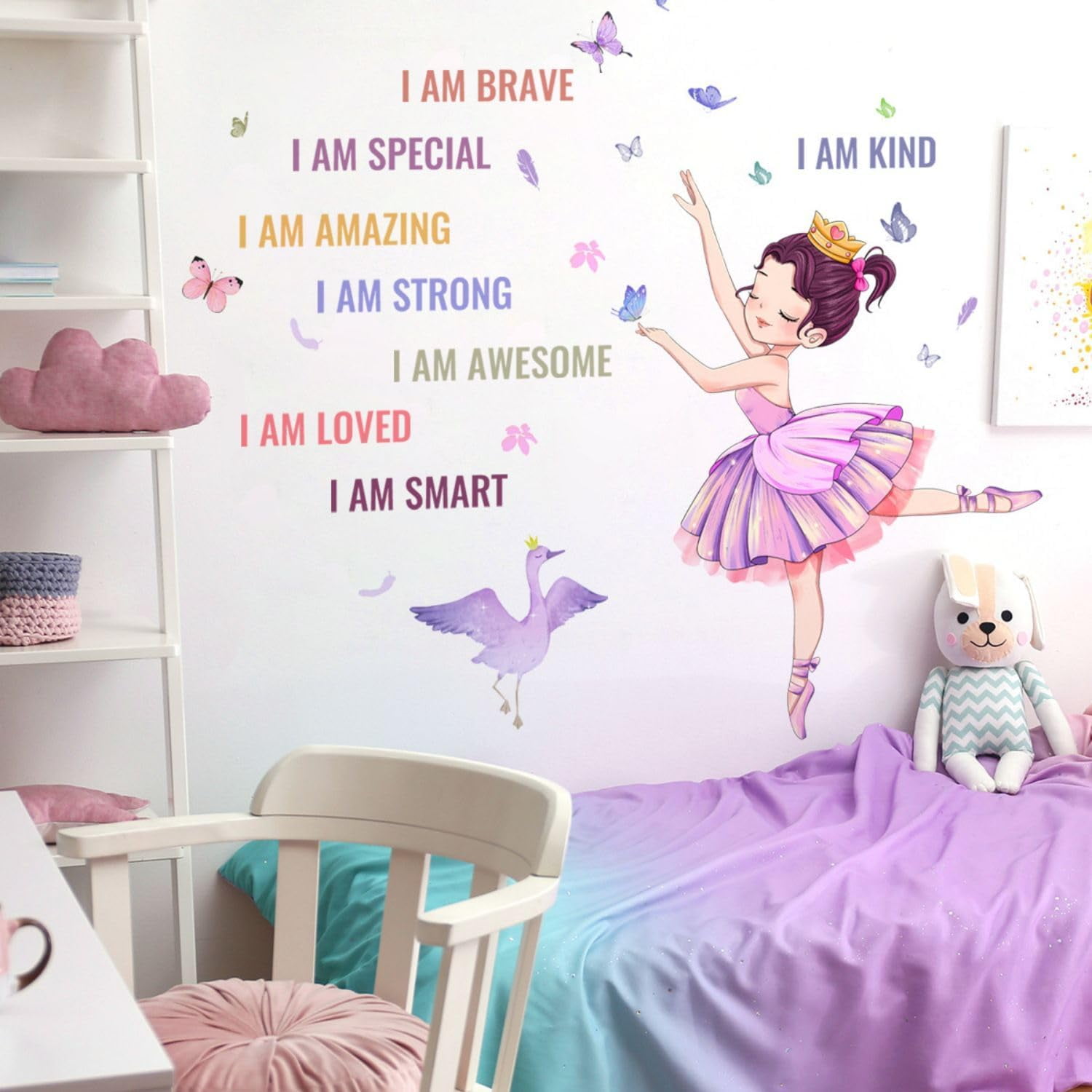 Phogary Ballet Girls Wall Decals Inspirational Princess Bedroom Decor (11.8 in x 35.4 in) hifnl