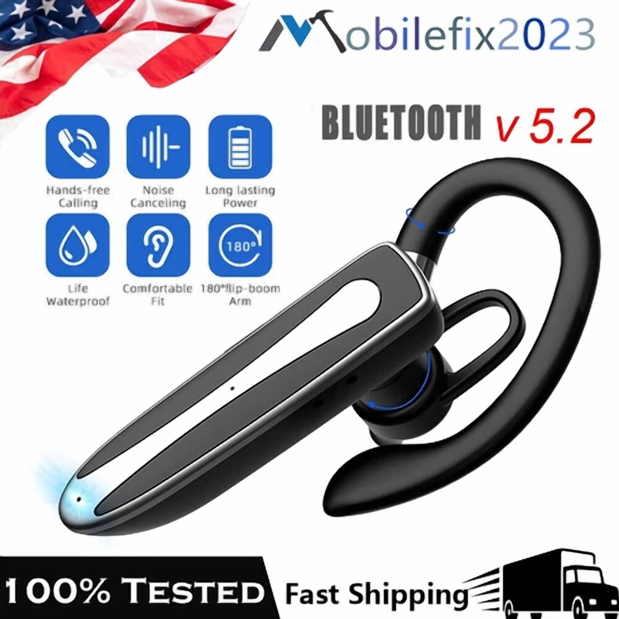 Rhea Wireless Bluetooth 5.2 Handsfree Single Earbud Headset for Truckers (Black, 1 Piece) i5uif
