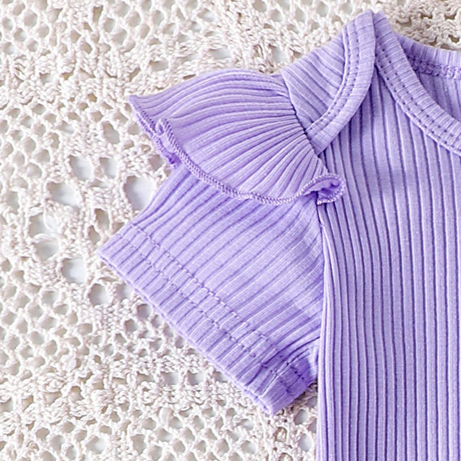 Caqnni Toddler Girl Summer Outfit Set Short Sleeve Top and Elastic Waist Shorts (Purple, 3-6 Months) rrhkf