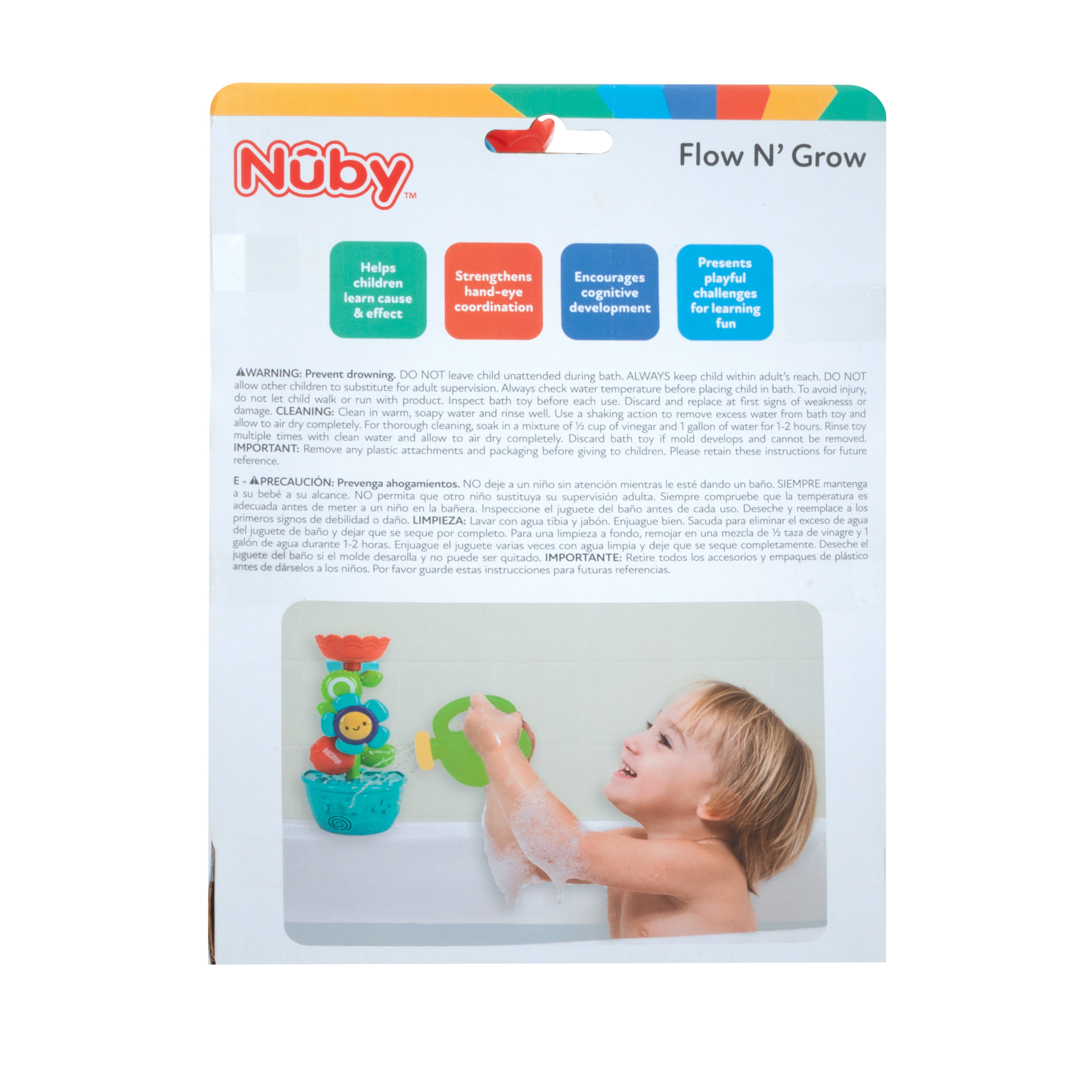 Nuby Flow N' Grow Flower Pot Bath Toy and Watering Set (Multicolor, 2 Piece) fgrql