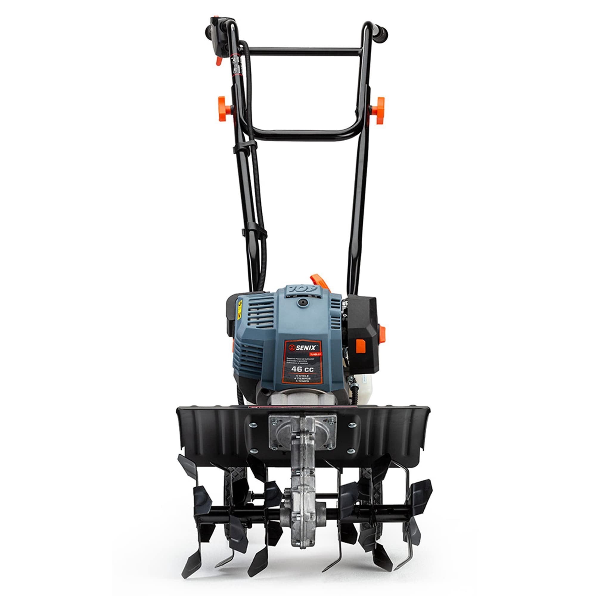 Senix 4QL Gas Tiller Cultivator (46cc 4-Cycle Engine, 6 Tines, 15 in Width, 8 in Depth, Blue) 7kuix