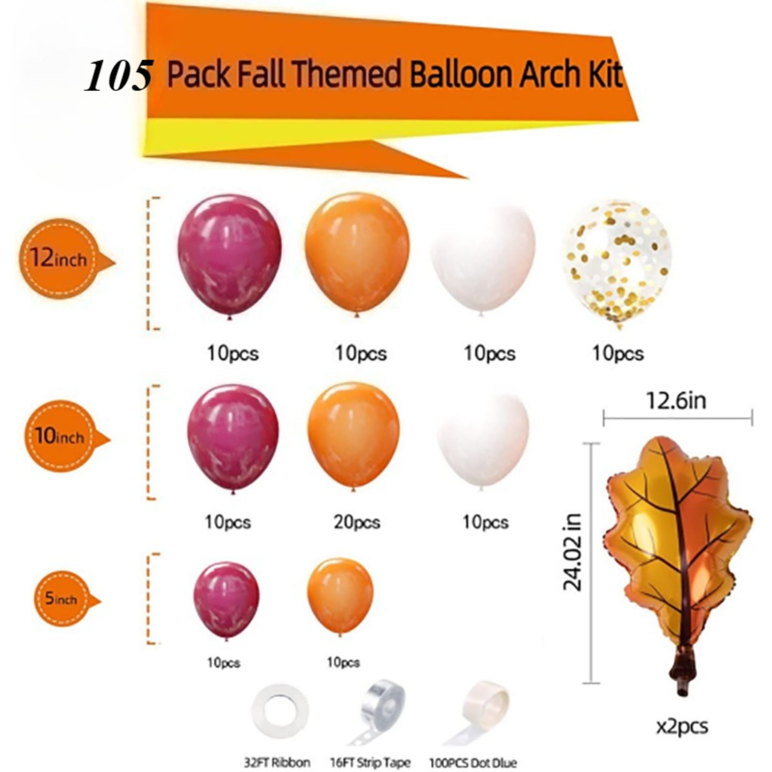 BB Hapeayou Fall Balloon Arch Kit for Thanksgiving and Baby Shower Party Decorations (105 Pieces) o8y28