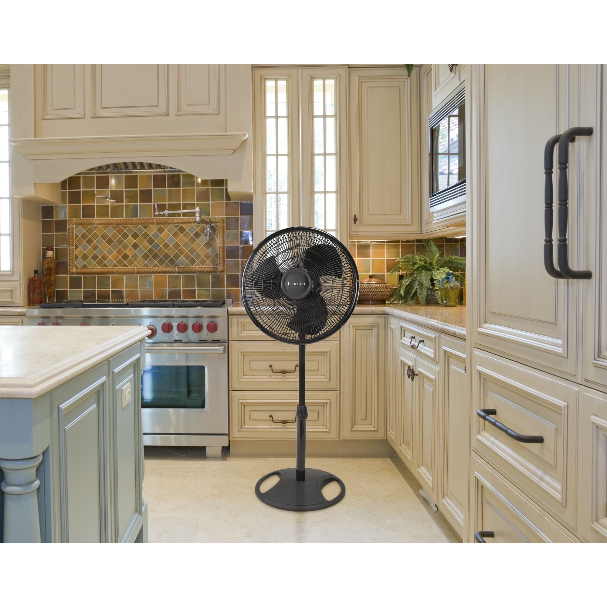 Lasko 16 in Oscillating Pedestal Fan with Adjustable Height and Tilt-Back Head (Black, 47 in Height) 8qr43