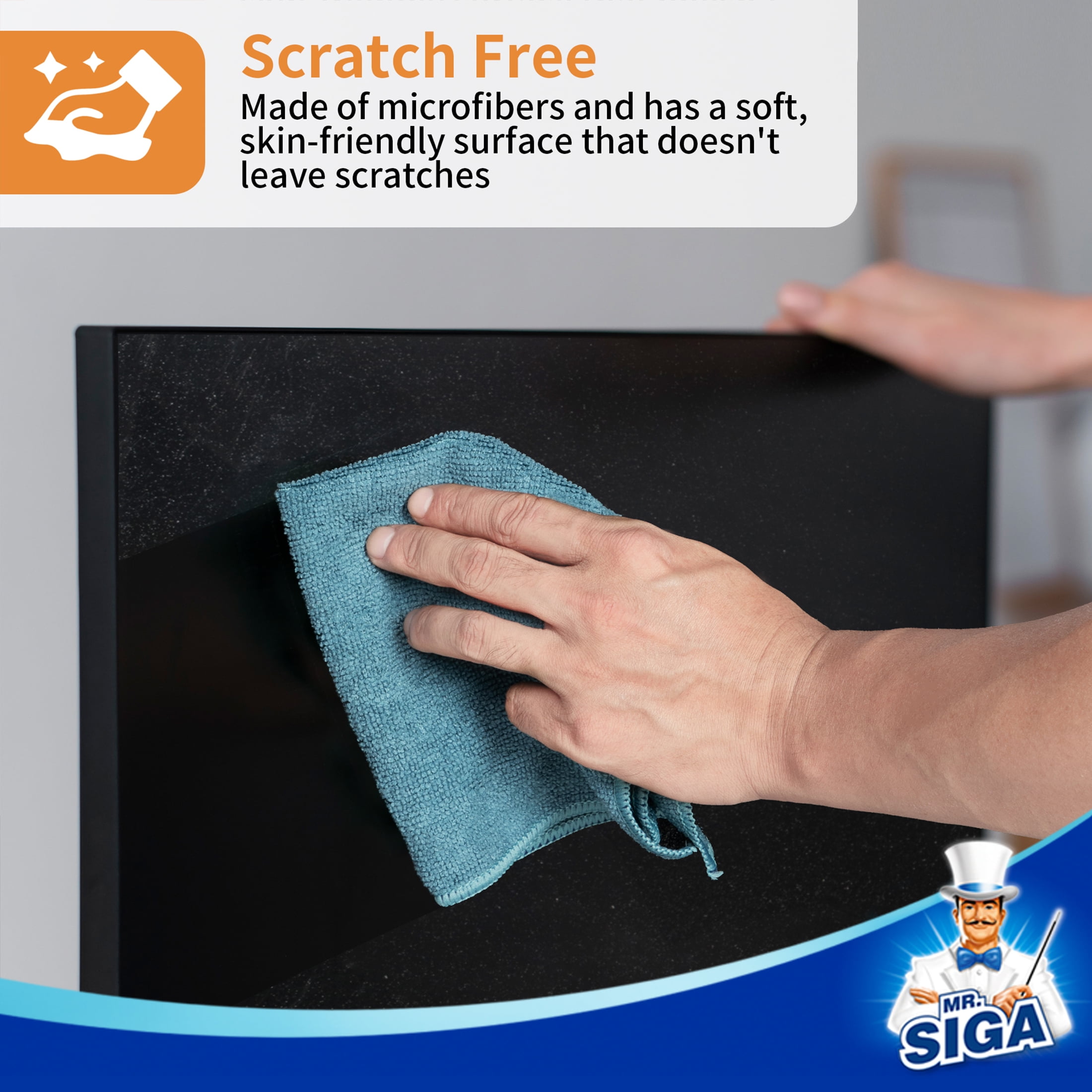 MR.SIGA Microfiber Cleaning Cloths, All-Purpose Streak-Free Towels for Kitchen and Home (Navy and Gray, 12 Pack, 11.8 x 11.8 in) uunvl