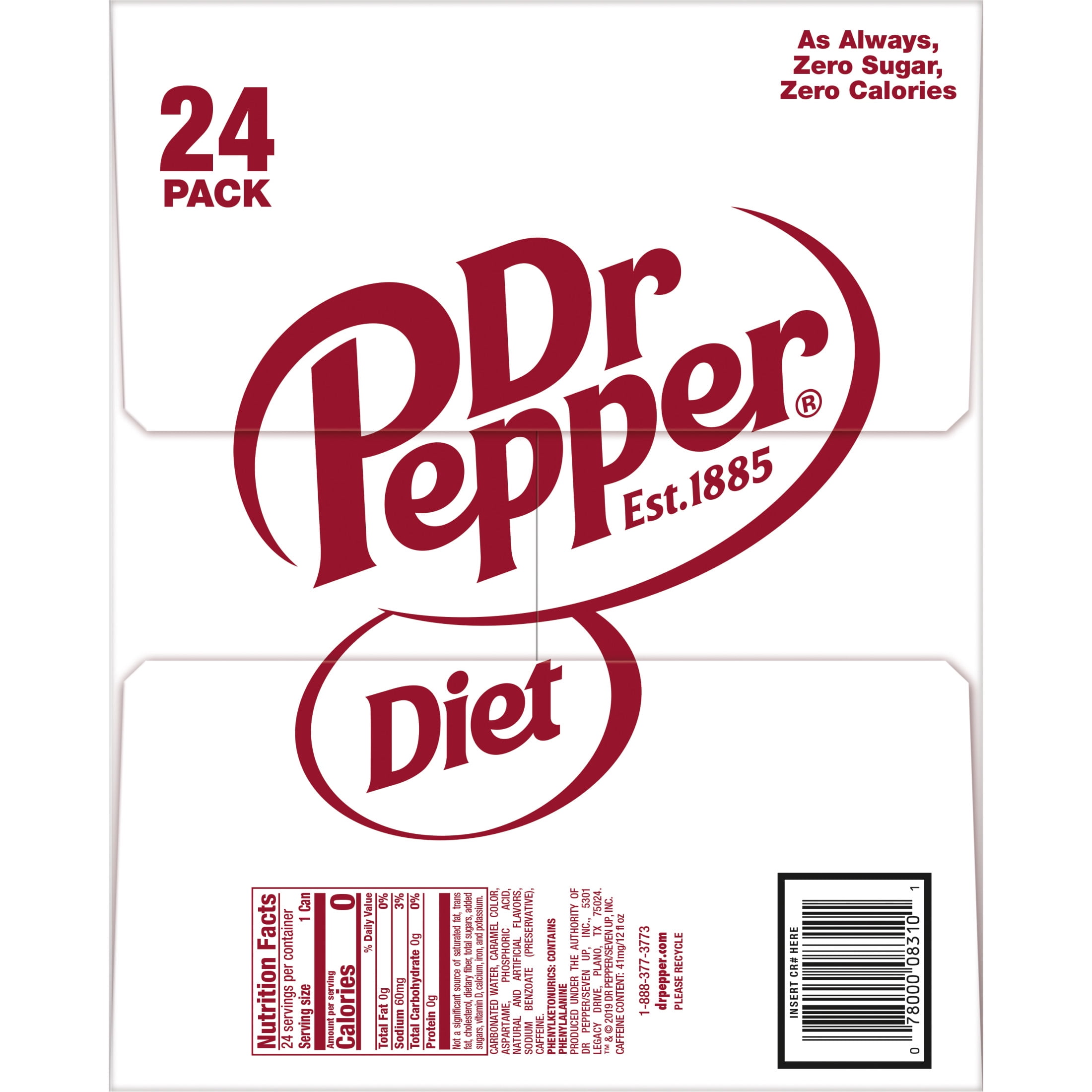 Diet Dr. Pepper Soda Pop (Zero Sugar, 24 Pack, 12 fl oz) zl3c1