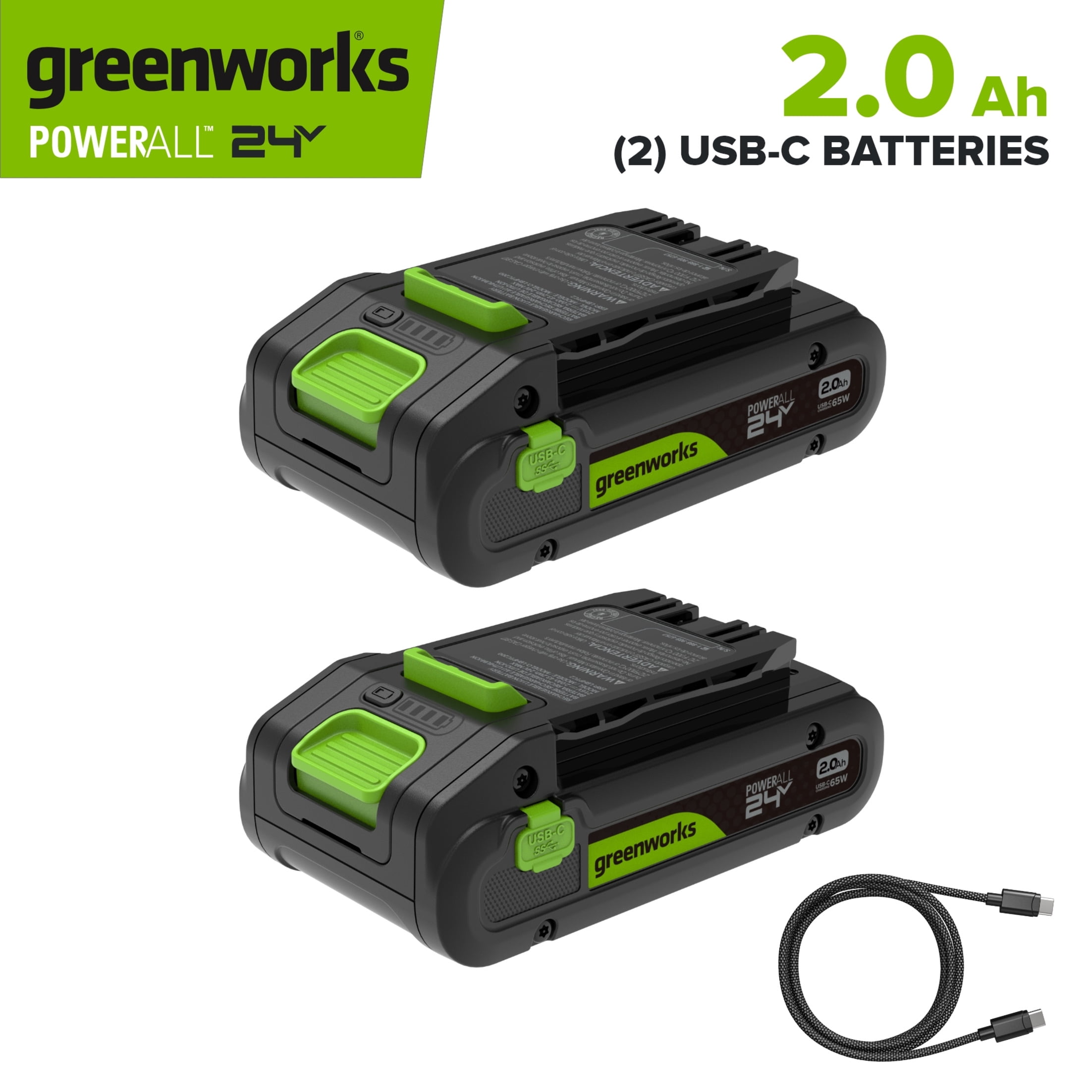 Greenworks PowerAll 24V Lithium-Ion Battery (2-Pack, 2.0 Ah) x9924