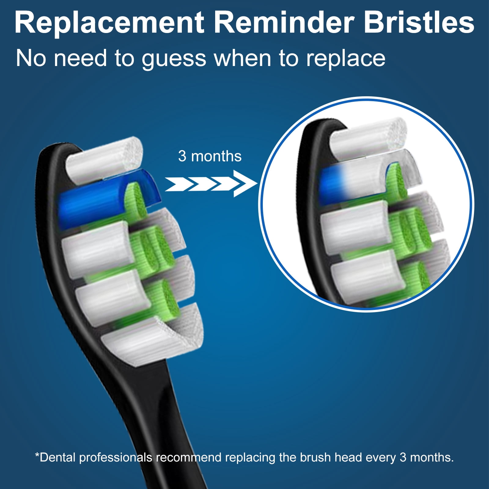 Valuabletry Replacement Brush Heads for Philips Sonicare Electric Toothbrush, Precision Clean and Whitening Clean (Black, 8 Pack) qeqaz