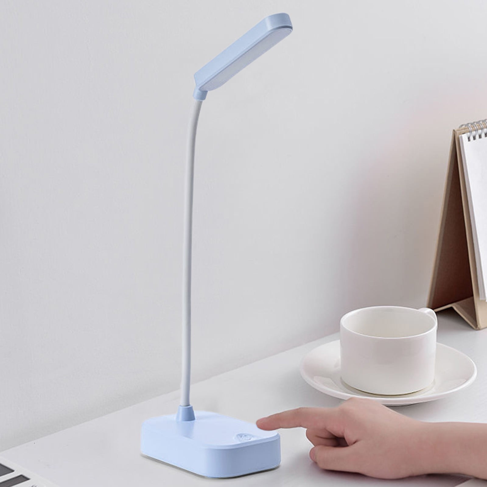 Byikun Folding LED Desk Lamp, Portable Rechargeable USB Reading Light, Adjustable Brightness, Eye-Caring (Blue, 3.5 oz) elxa1