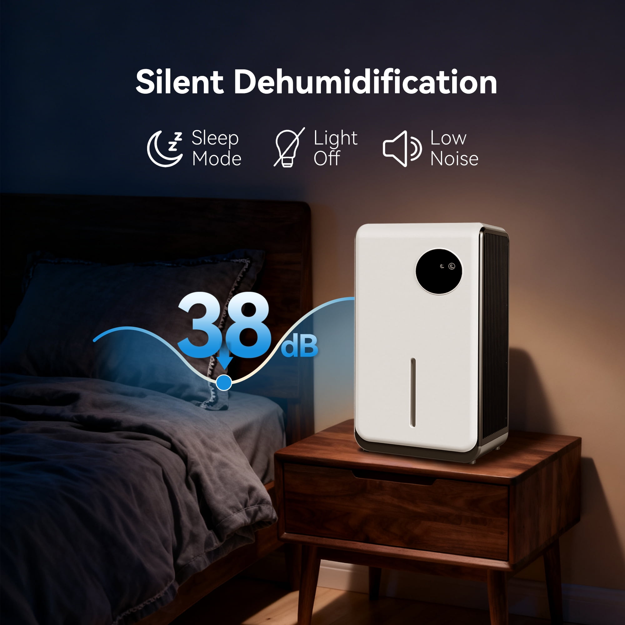 HUMSURE Dehumidifier for Home with Auto Shut Off and 7-Color LED Light (White, 120 oz) 5661w