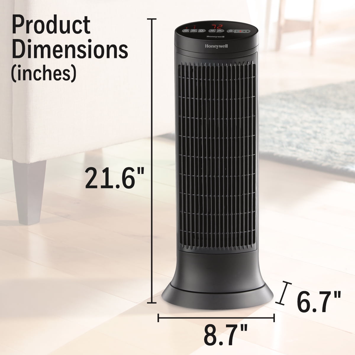 Honeywell Digital Ceramic Tower Portable Heater with Programmable Thermostat and Oscillation (Dark Grey, 1 Unit) jsu8s