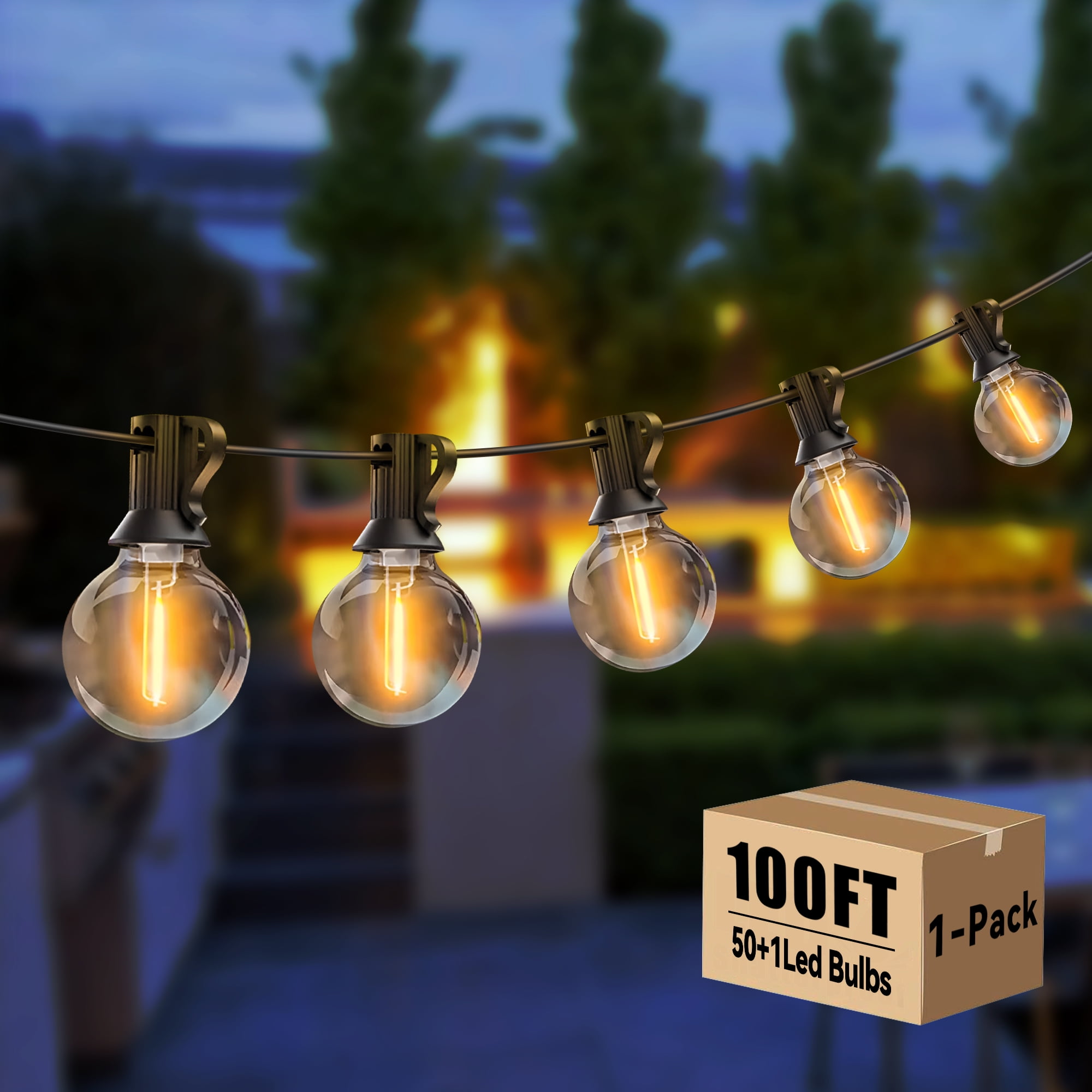 DAYBETTER Outdoor String Lights, Vintage Edison G40 LED Bulbs, Waterproof Patio Lighting (Warm White, 100 ft) zyy5u