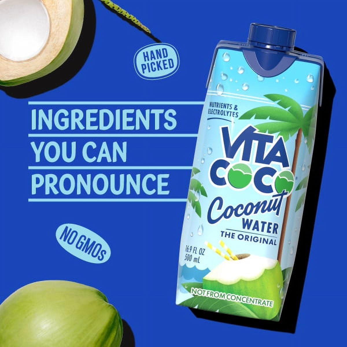 Vita Coco The Original Coconut Water, Nutrient-Rich Natural Electrolyte Hydration (16.9 fl oz) 48f2g