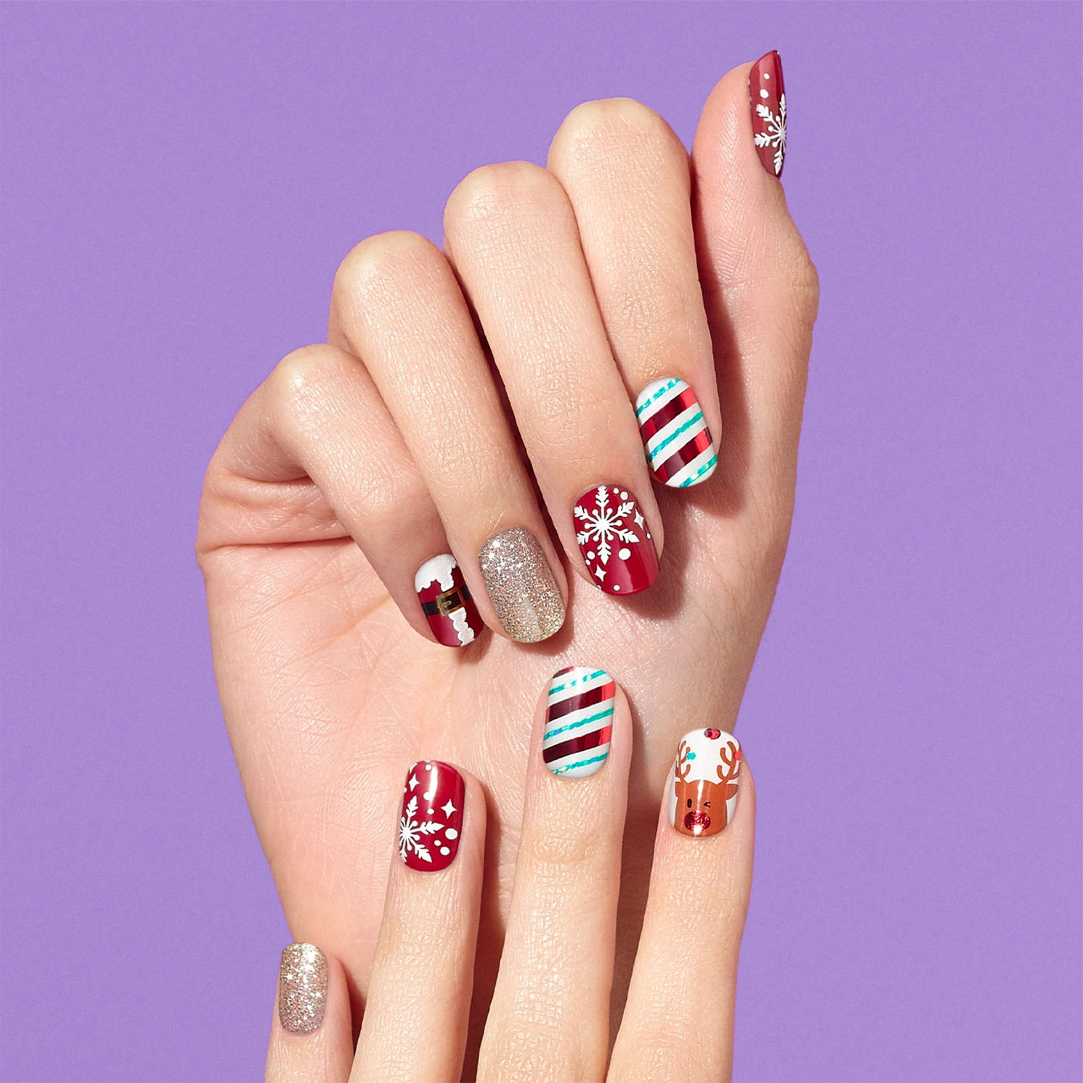 Dashing Diva GLOSS Ultra Shine Gel Nail Strips, Santa's Helper Holiday Collection (Red, 32ct) 4ue8c