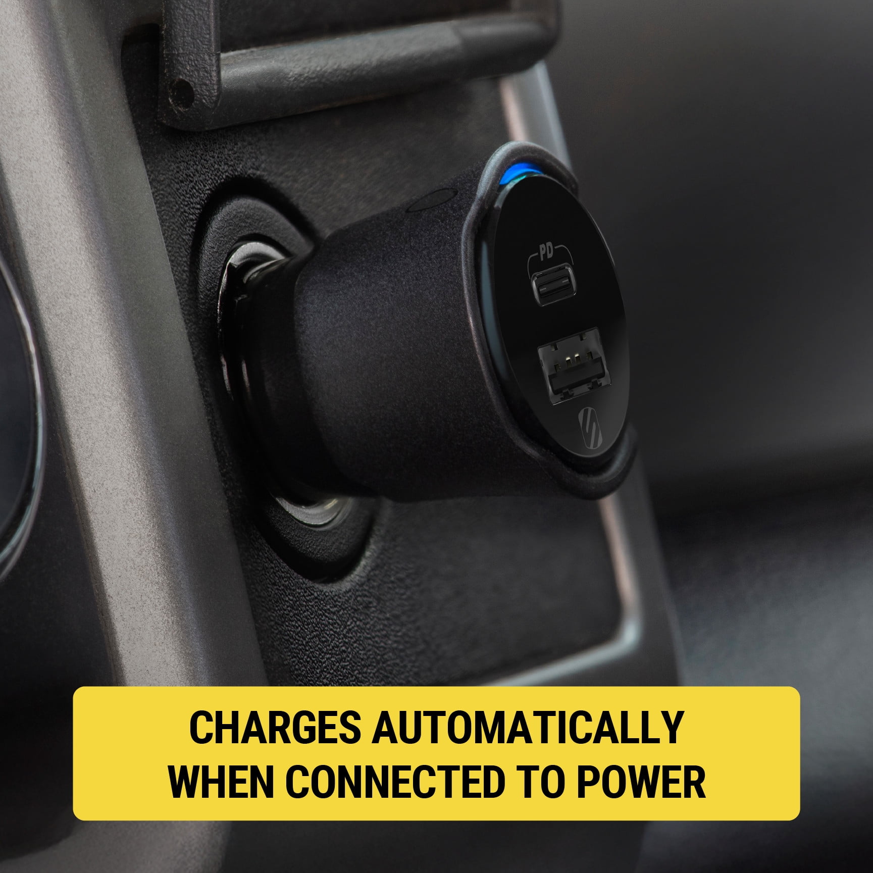 Scosche FoundIt Charge 32W Dual-Port USB-C & USB-A Car Charger with Built-in Locator (Black, 1 Pack) 3x9eg