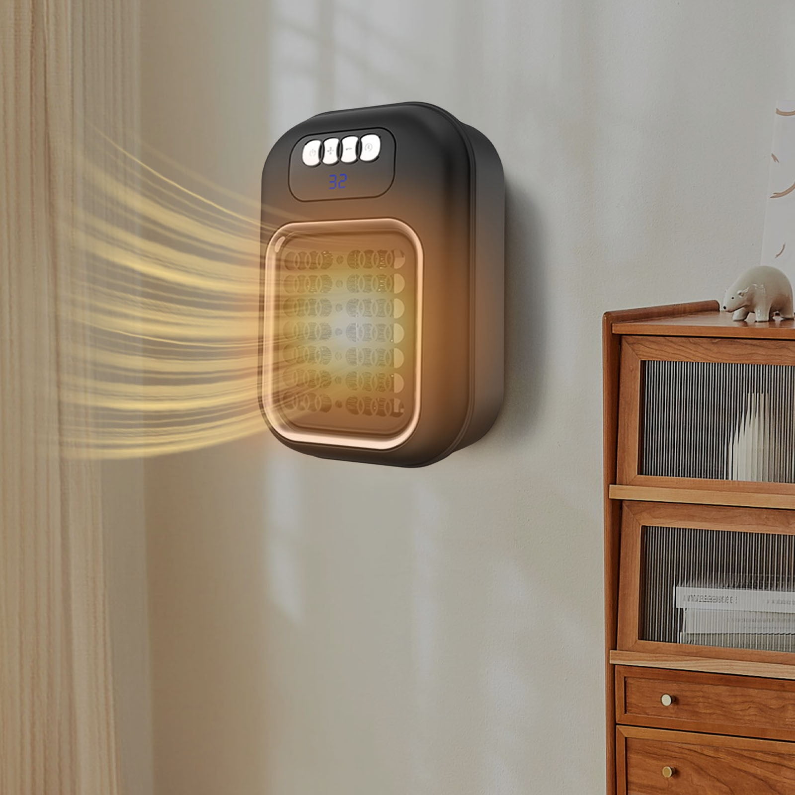 GBSELL 600W Mini Space Heater with Thermostat, Portable Electric Heater for Office and Bedroom (Black, 1 Unit) 4gqui