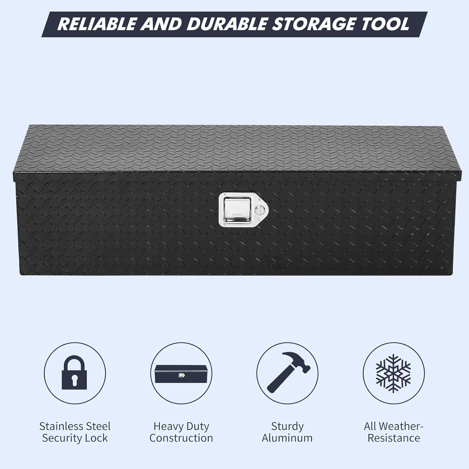 M optimized Aluminum Truck Bed Toolbox, Heavy Duty Storage Organizer with Lock and Side Handles (Black, 36 in) j8ndp