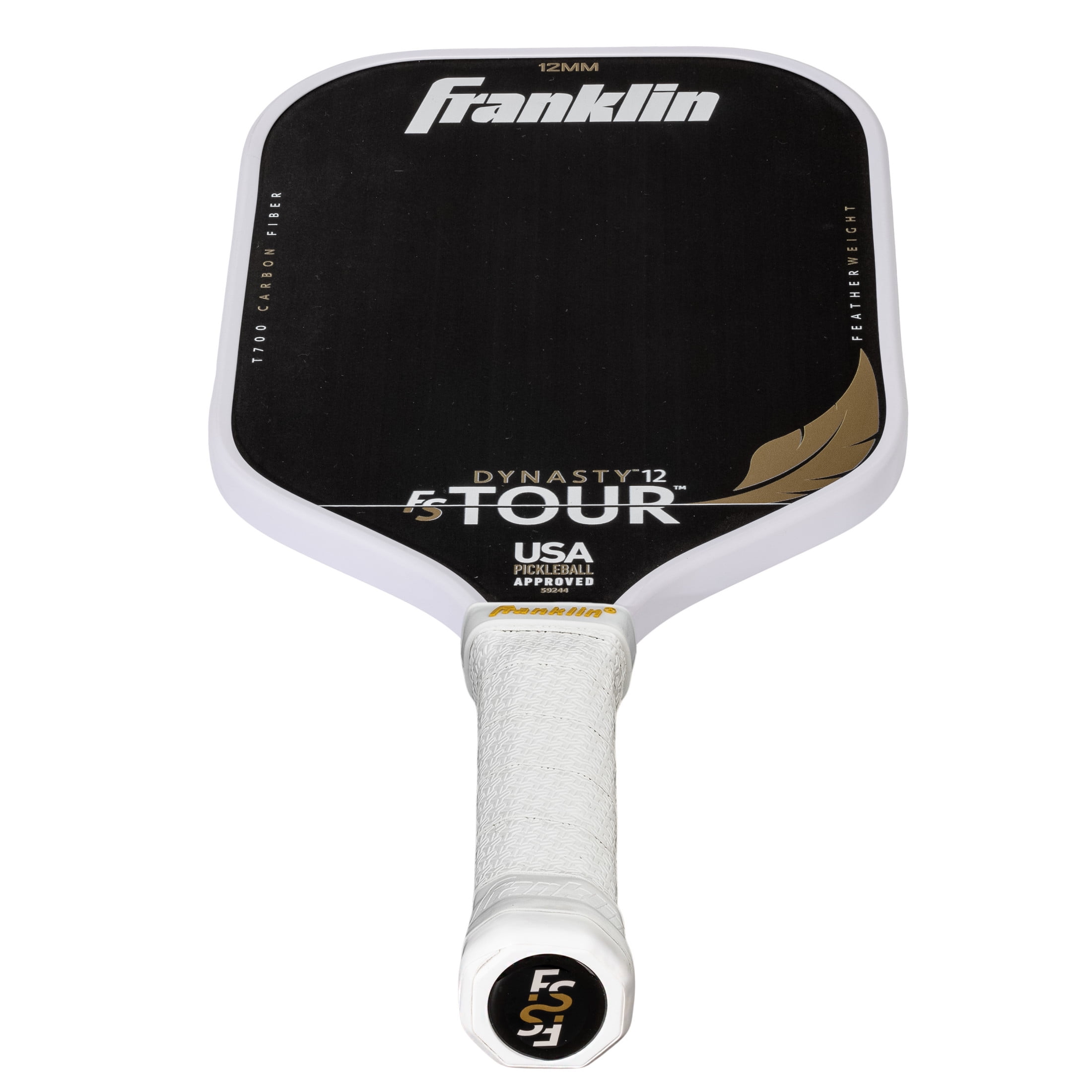 Franklin Sports Pro Pickleball Paddle FS Tour Featherweight Series Raw Carbon Fiber Surface (White, 7.6 oz) 2d8p7