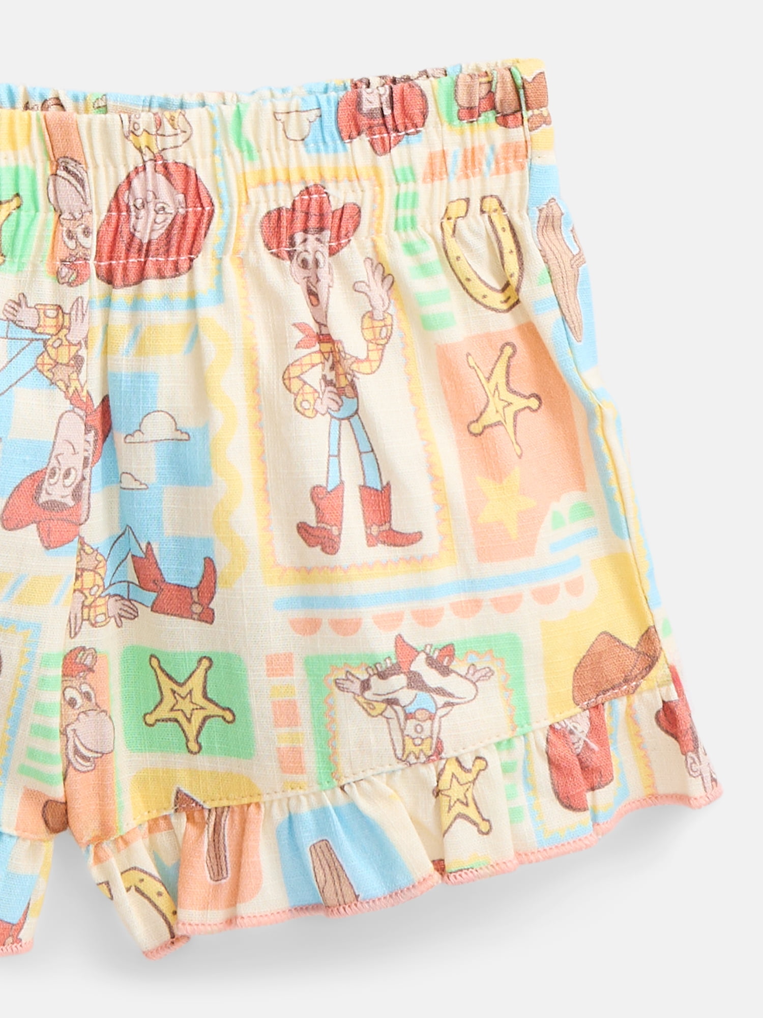 Disney Pixar Toy Story Baby Girls Smocked Cotton Tank Top, Shorts and Headband 3-Piece Set (Multi-Color, 0-24 Months) unblt