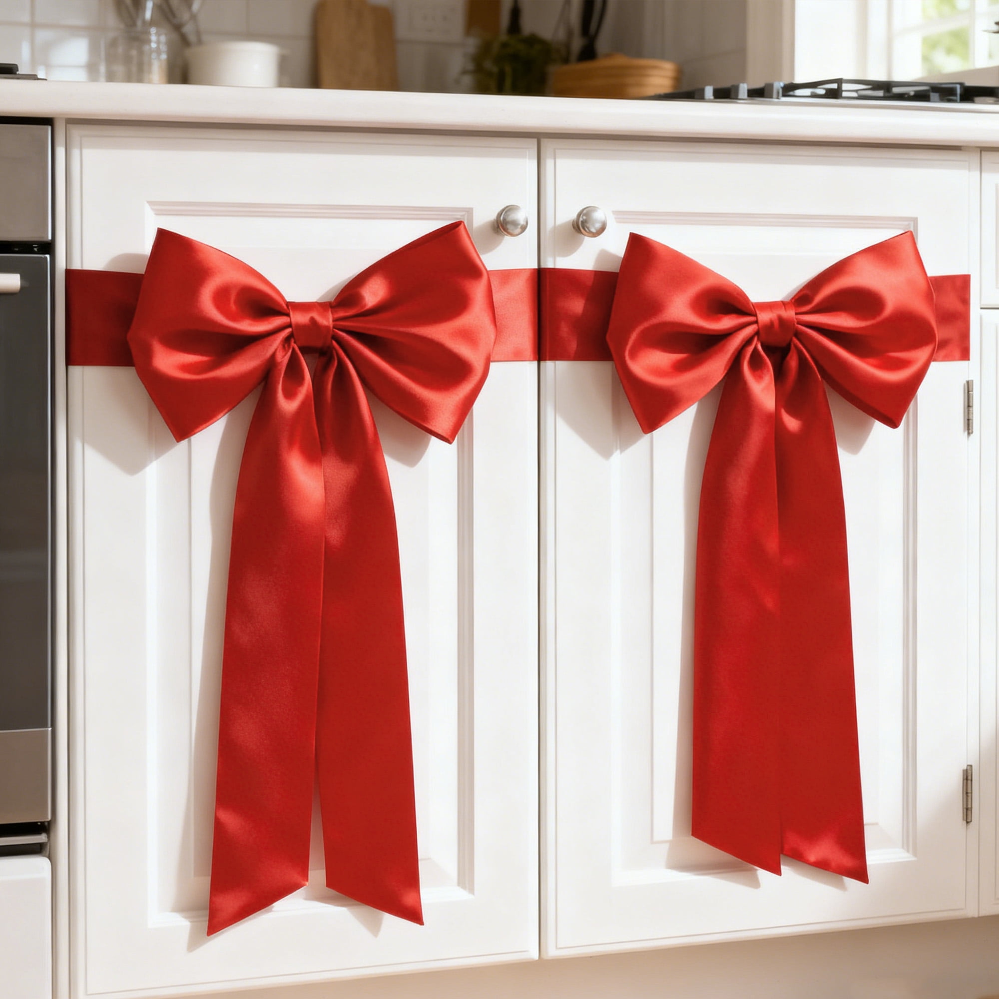THEGLY Satin Ribbon for Gift Wrapping and Crafting (Red, 4 in x 75 ft) ahoss