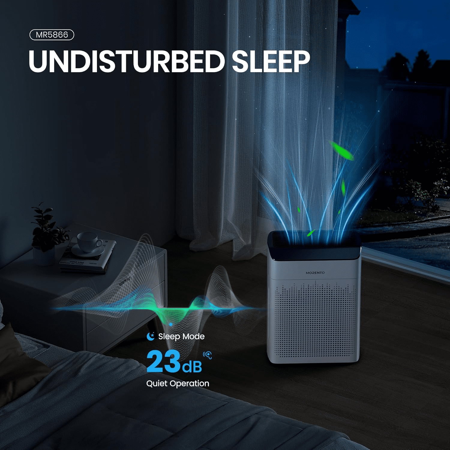 MORENTO Smart Air Purifier for Large Rooms, HEPA Filter for Smoke, Dust, and Pet Dander, Wi-Fi and Alexa Compatible (White, 1290 sq ft) owutf