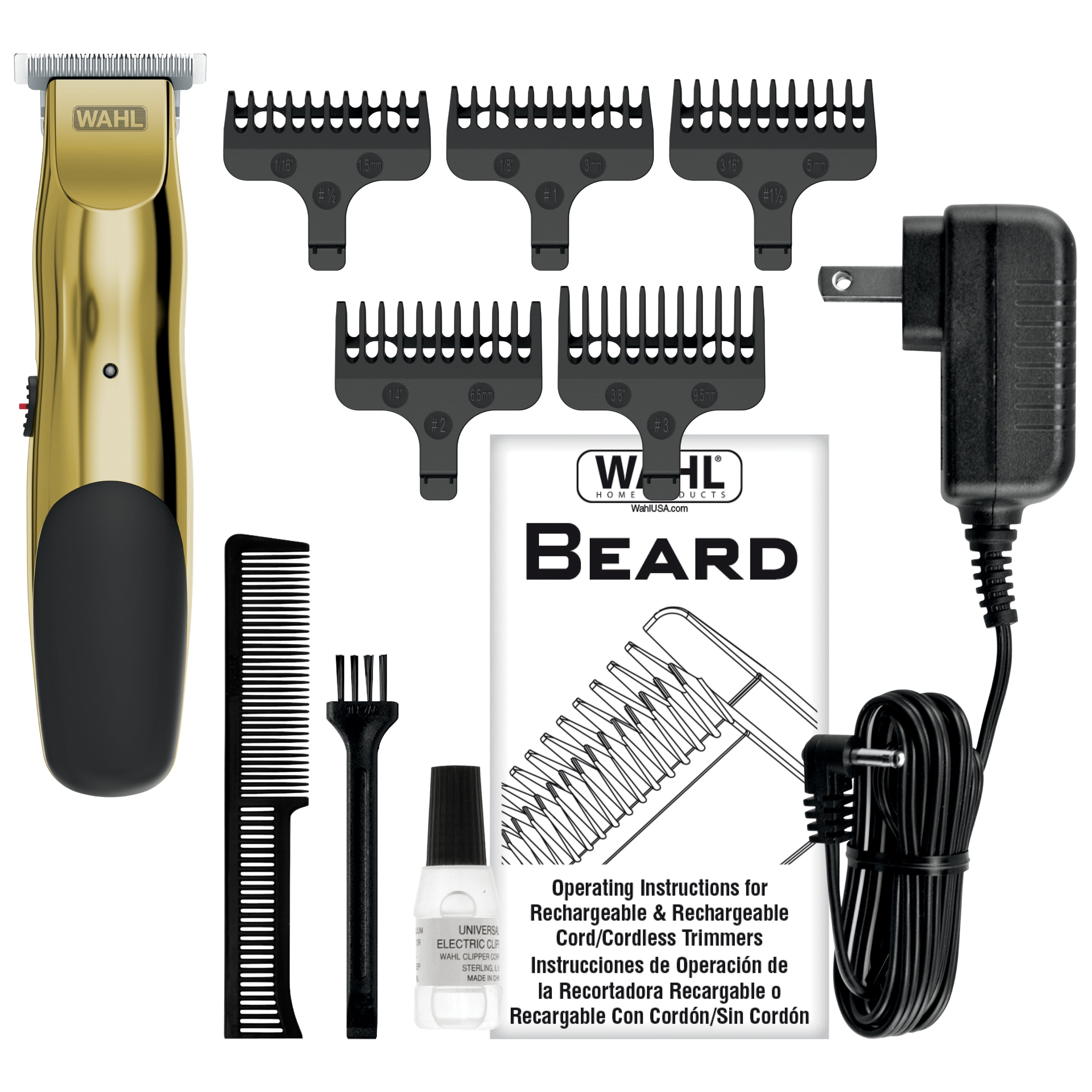 Wahl T-Pro Plus USB Rechargeable Hair Trimmer with Stainless Steel T-Blade (Gold, 1 Unit) 9td7l