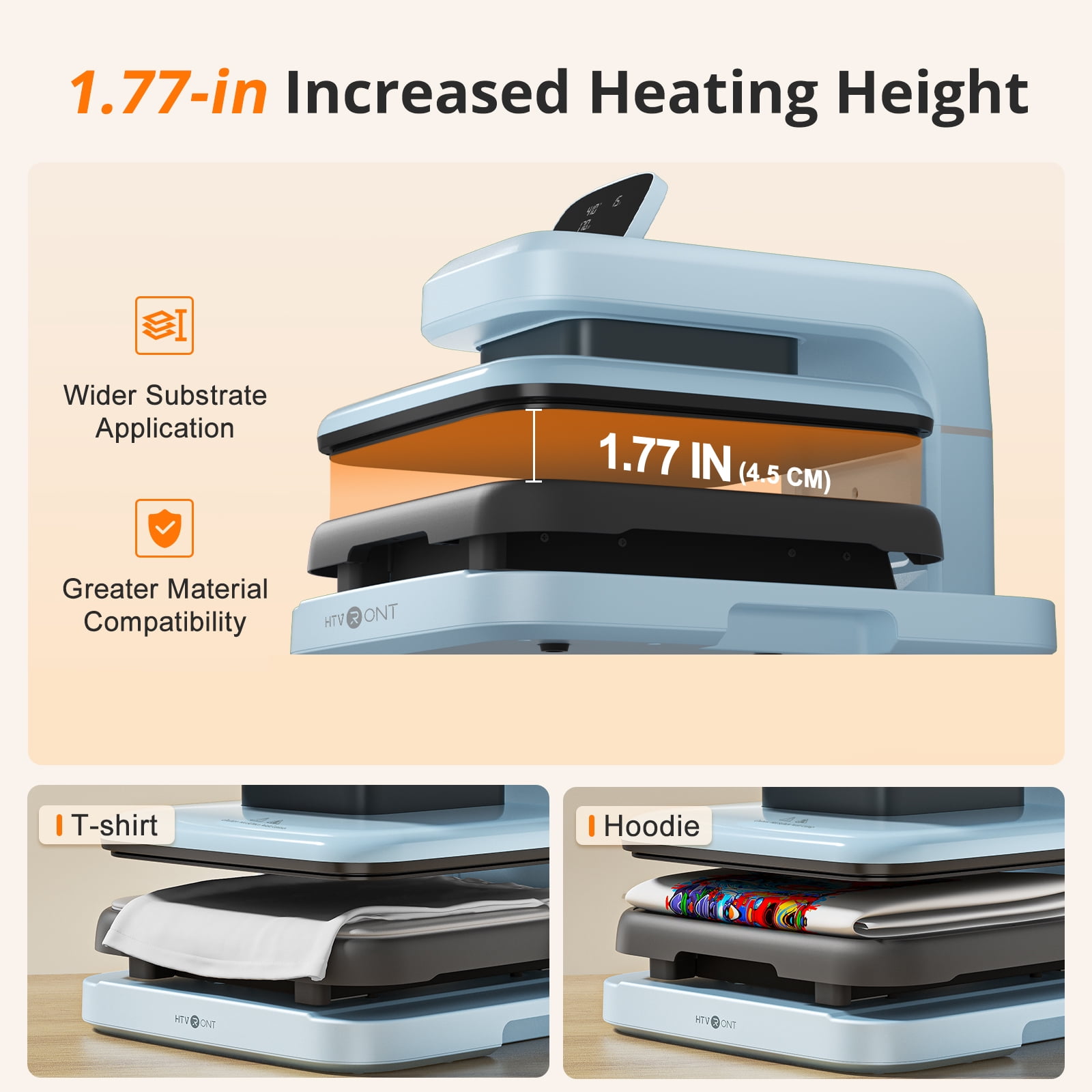 HTVRONT Automatic Heat Press Machine 2, Professional Heat Transfer for Vinyl & Sublimation Projects (Blue, 15 in x 15 in) pr4d4