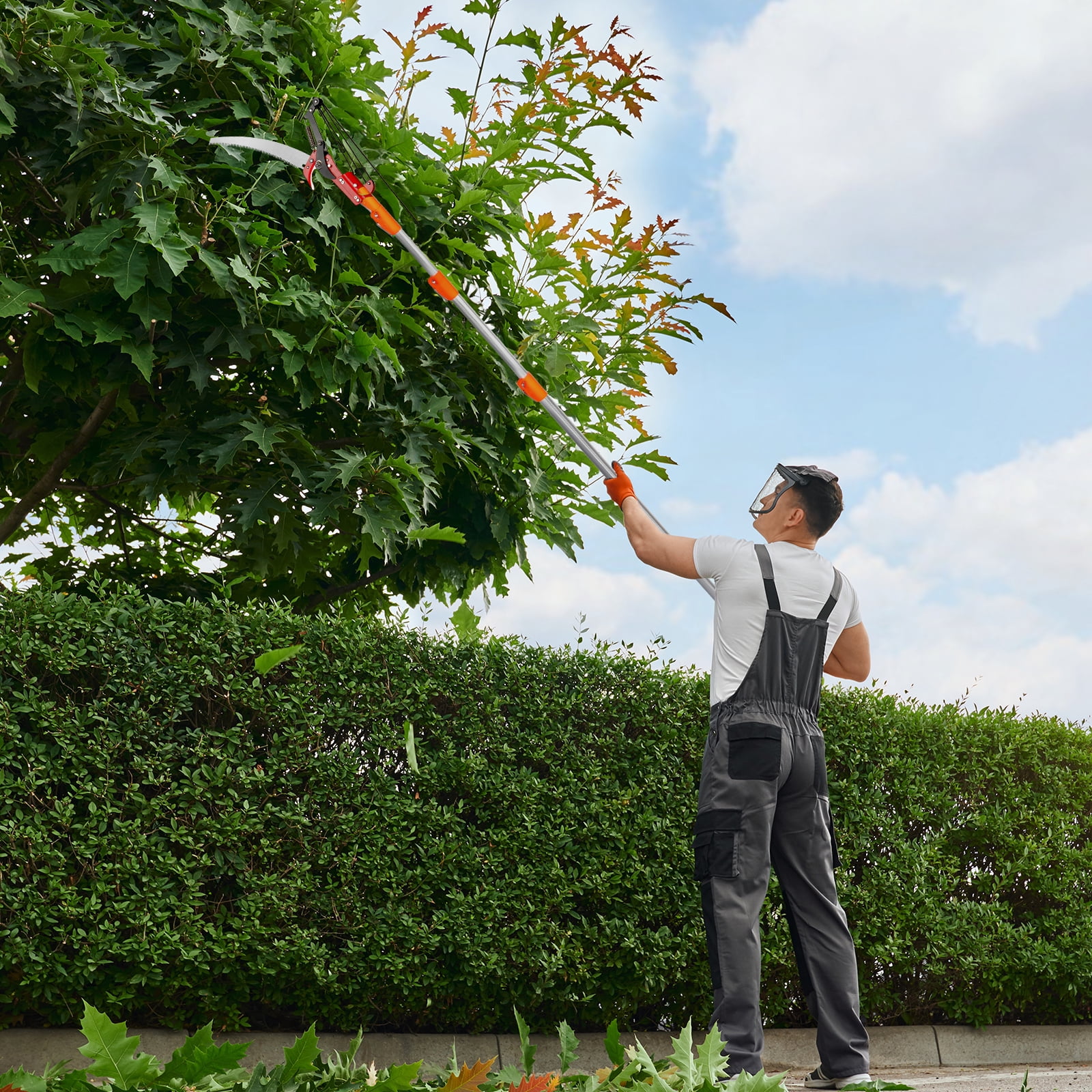 Zimtown Extendable Pole Saw for Tree Trimming (Orange, 24 ft) x57ax