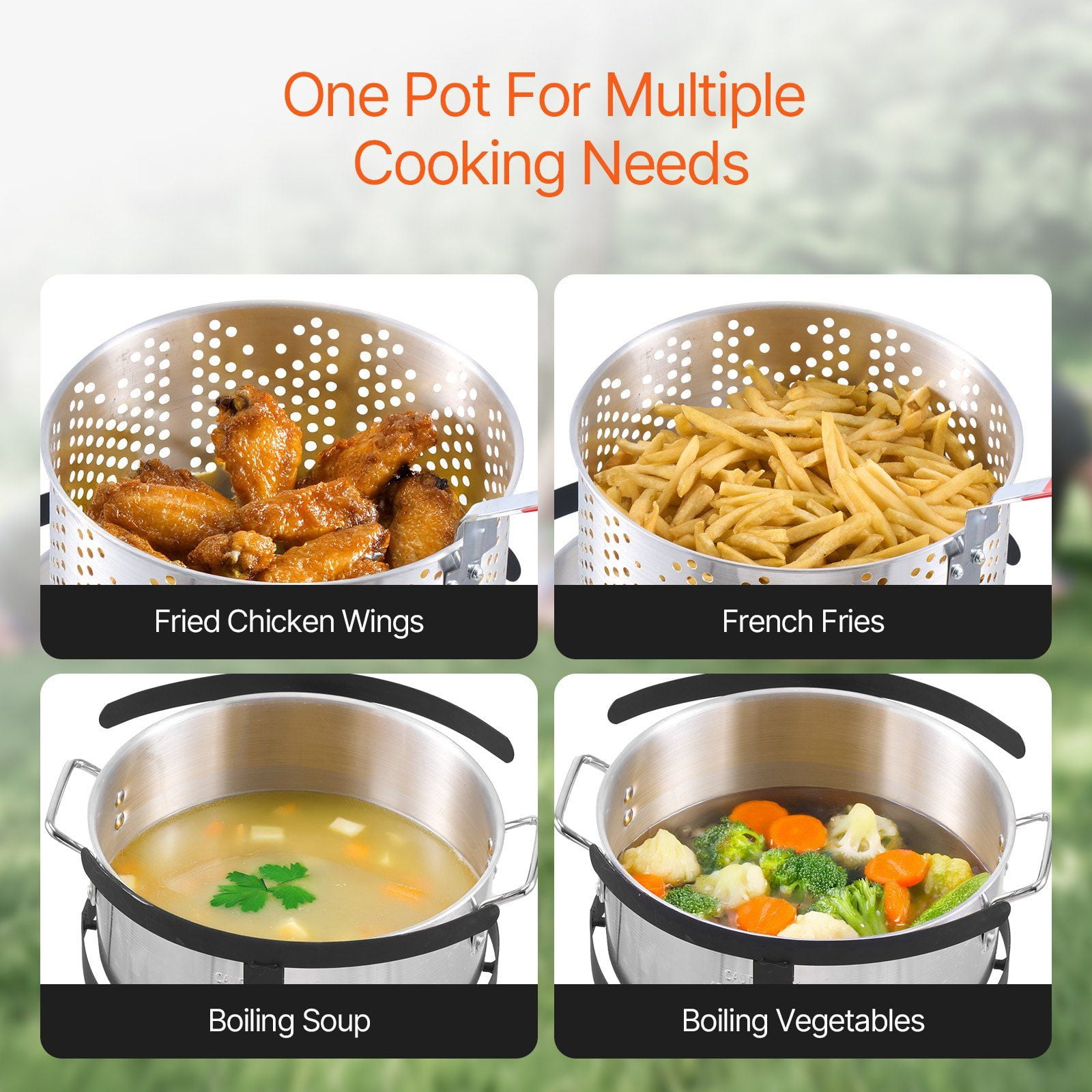 BENGPAOBA Outdoor Propane Fish and Wing Fryer Kit with Thermometer, Strainer Basket, and 54000 BTU Burner (10 Quart) bk02i