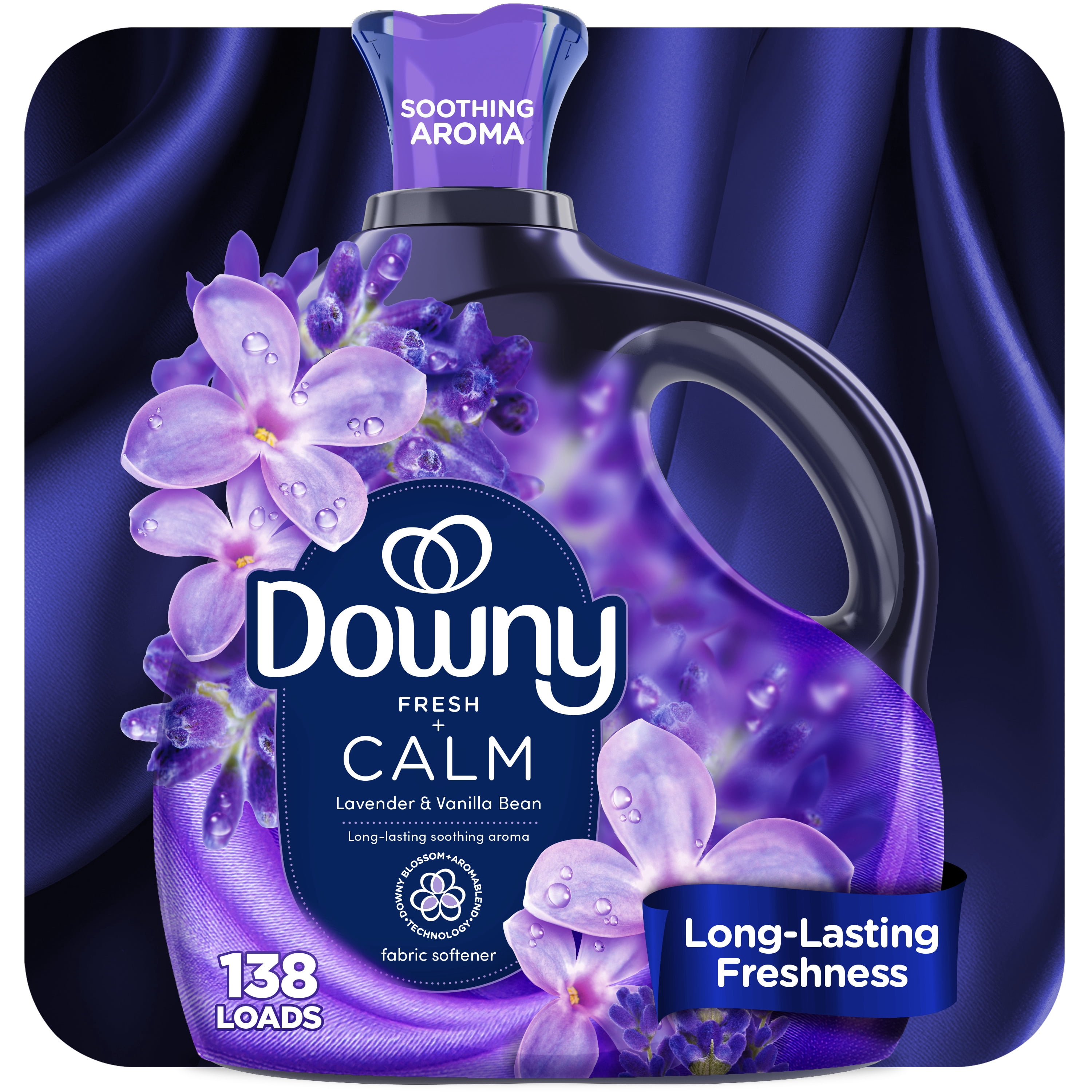 Downy Ultra Soft Liquid Fabric Softener, Calm Lavender & Vanilla Bean Scent, Long-Lasting Freshness (93 fl oz) wa0qu