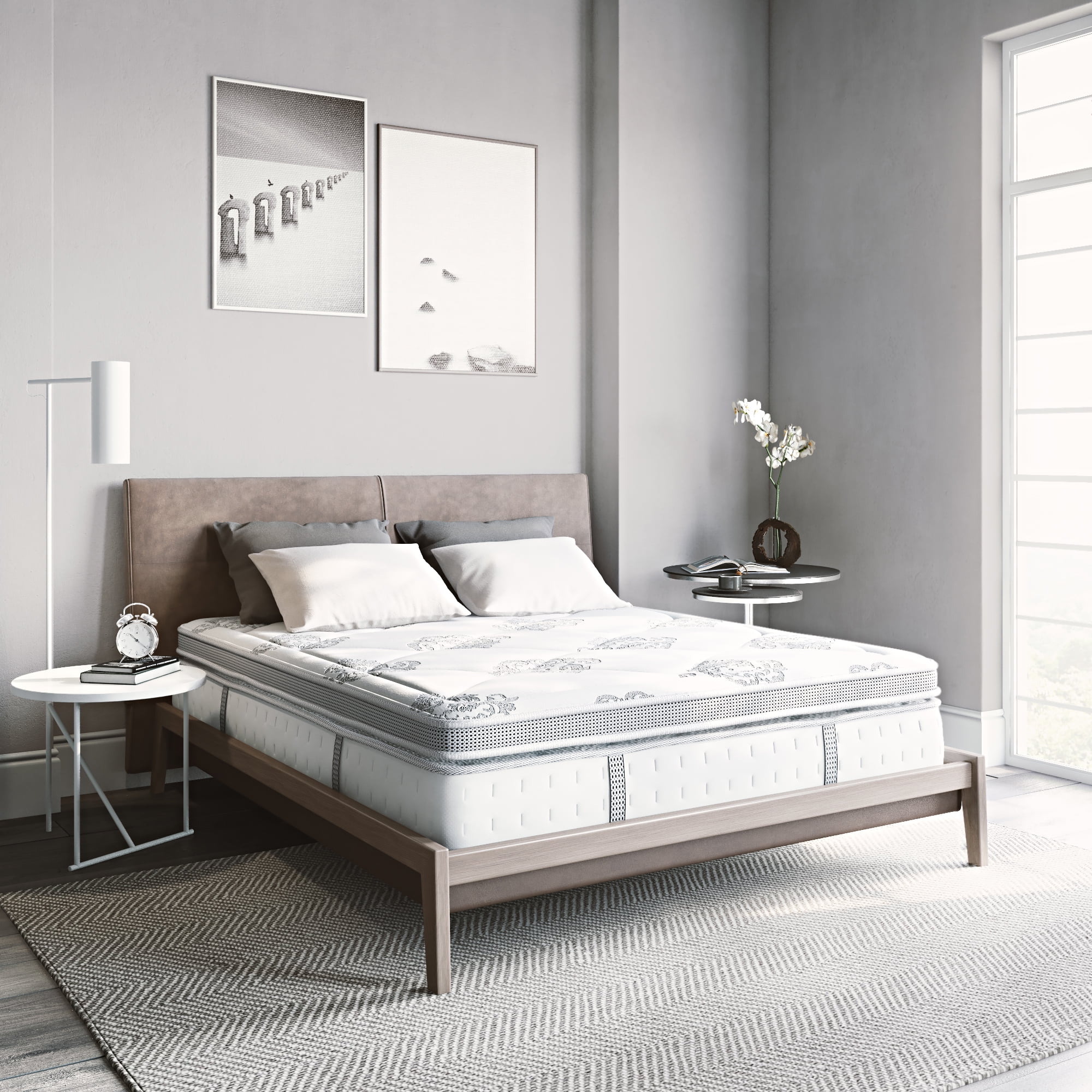 Cool Gel Gramercy 14 in Full Pillow Top Hybrid Mattress (White, Full) n1y30