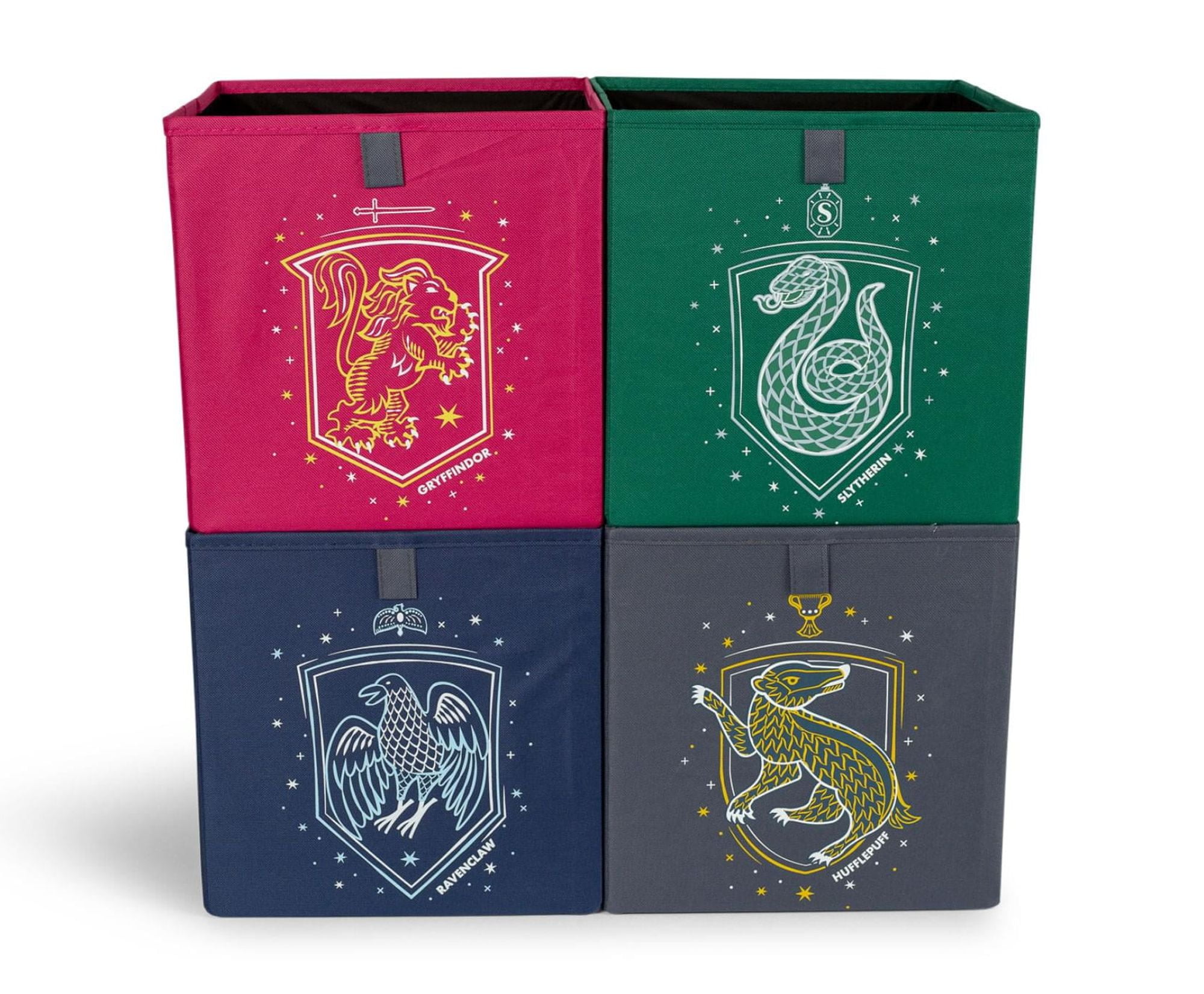 Harry Potter Hogwarts Houses Storage Bin Cube Organizers (Multi-Color, 11 in, Set of 4) ctxfg