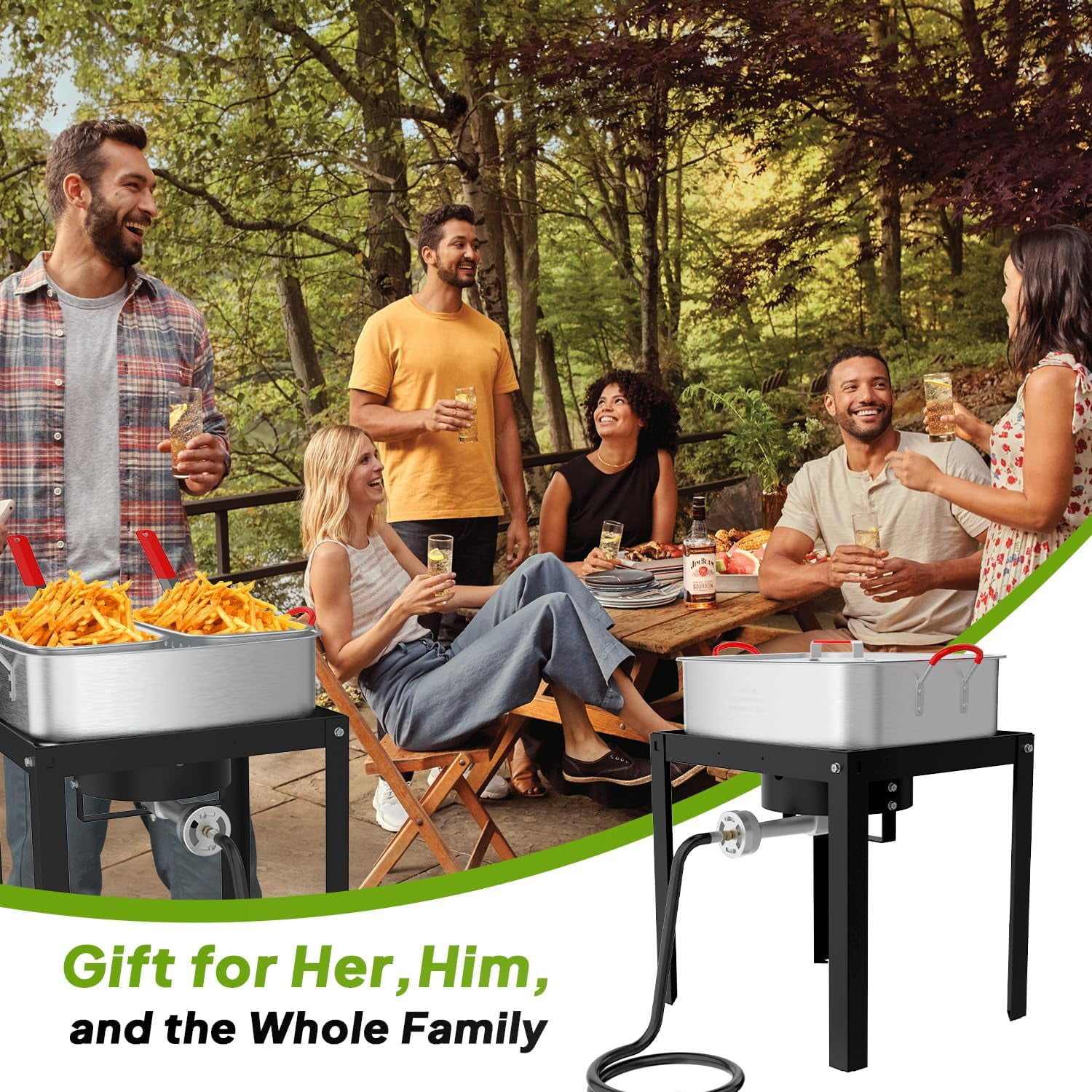 Generic 18QT Propane Deep Fryer Outdoor Cooking Station with 2 Baskets, Thermometer, and 58,000 BTU Burner (18 Quart) reur6