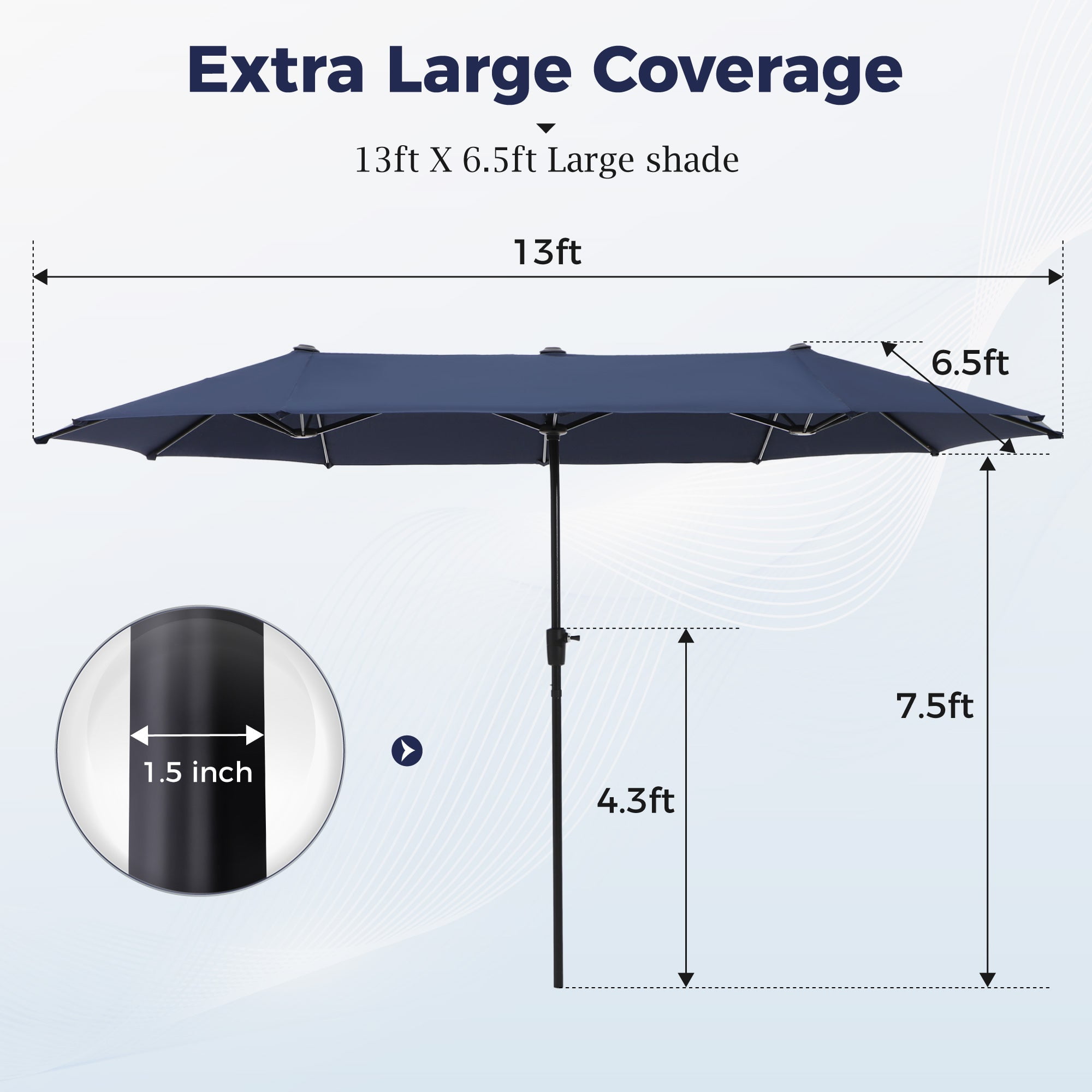 Alpha Joy 8-Piece Outdoor Patio Dining Set with Cushioned Rattan Chairs, Metal Table and 13 ft Navy Umbrella (Navy, 8-Piece Set) mwze0