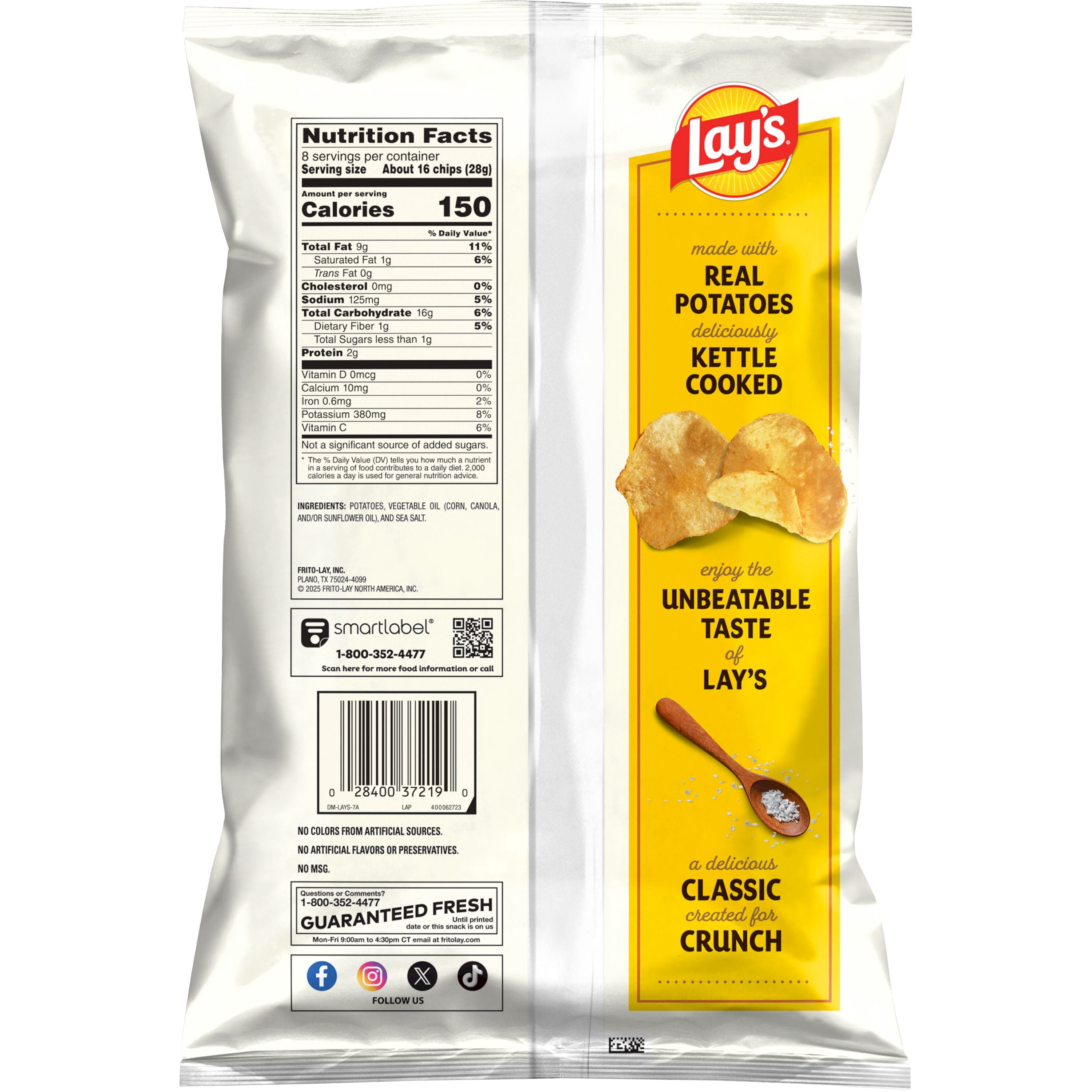 Lay's Kettle Cooked Potato Chips, Original Sea Salt Flavor (8 oz) pnt2i