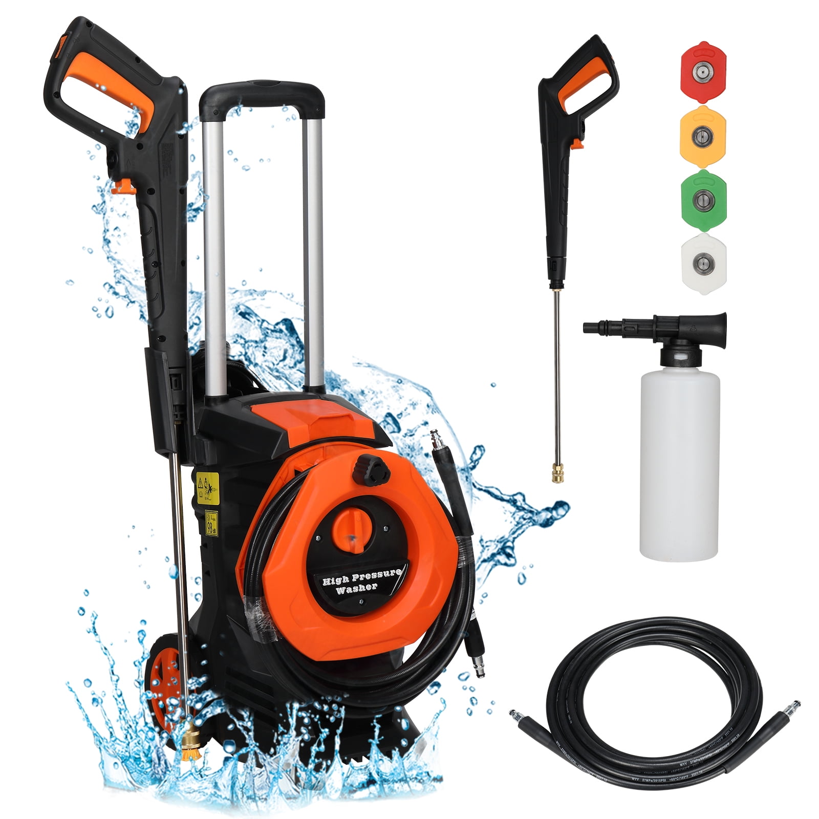 Ktaxon Electric Pressure Washer 5200 PSI 3.5 GPM Portable Power Cleaner with 4 Quick Connect Nozzles & Foam Cannon (Black, 1800W) py543