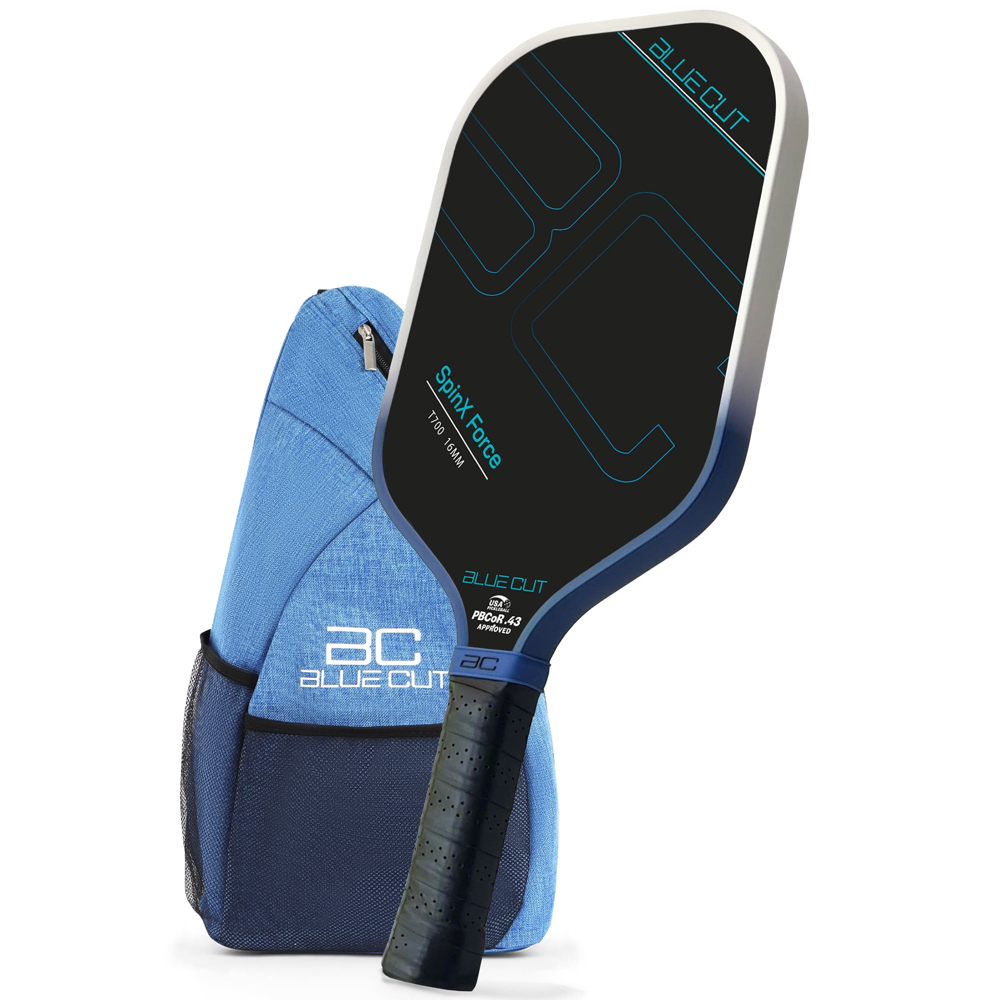 BLUE CUT Pickleball Paddle T700 Carbon Fiber Racket (Blue, 16mm Honeycomb Core) tpont